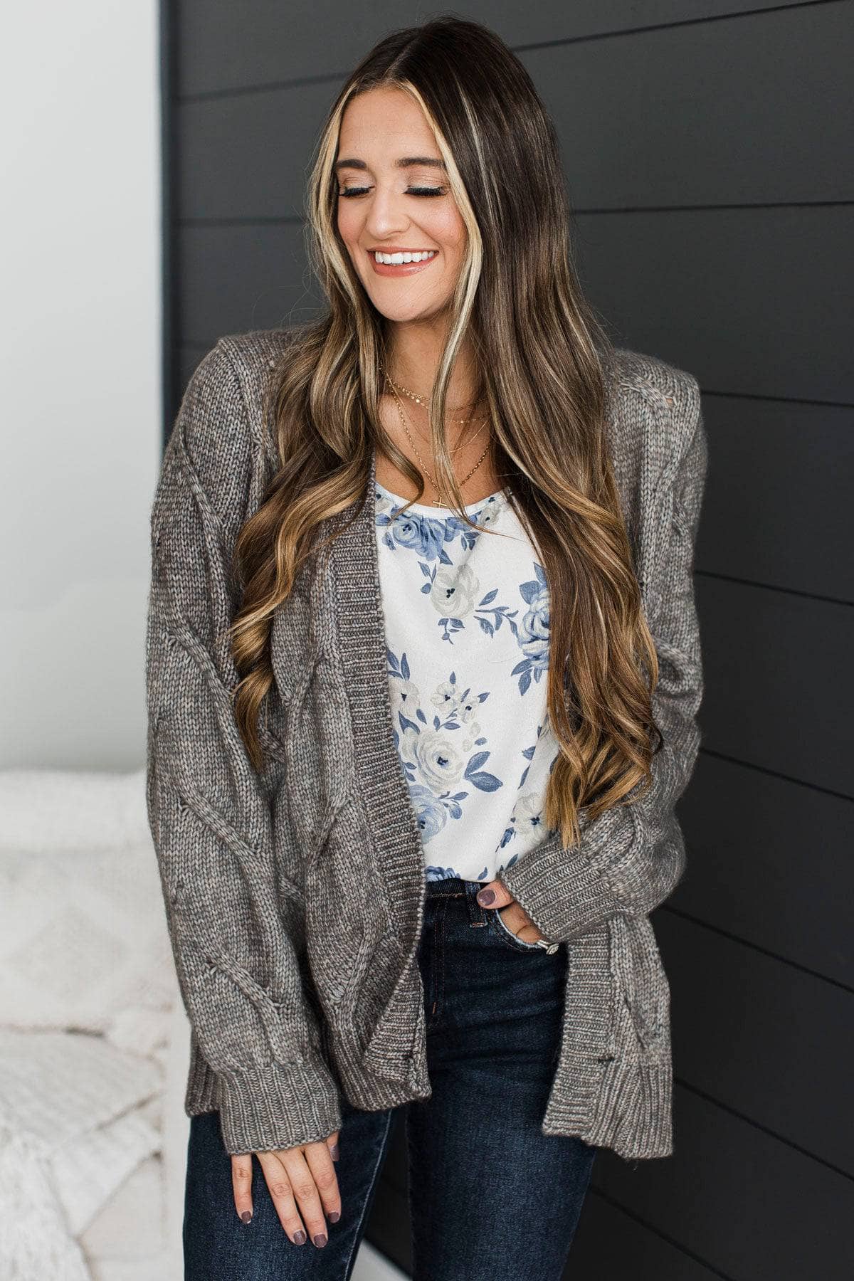 Make Your Own Path Knit Cardigan- Grey