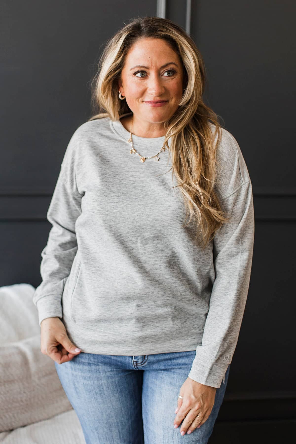 Make Your Soul Happy Scuba Pullover- Heather Grey - Image 2