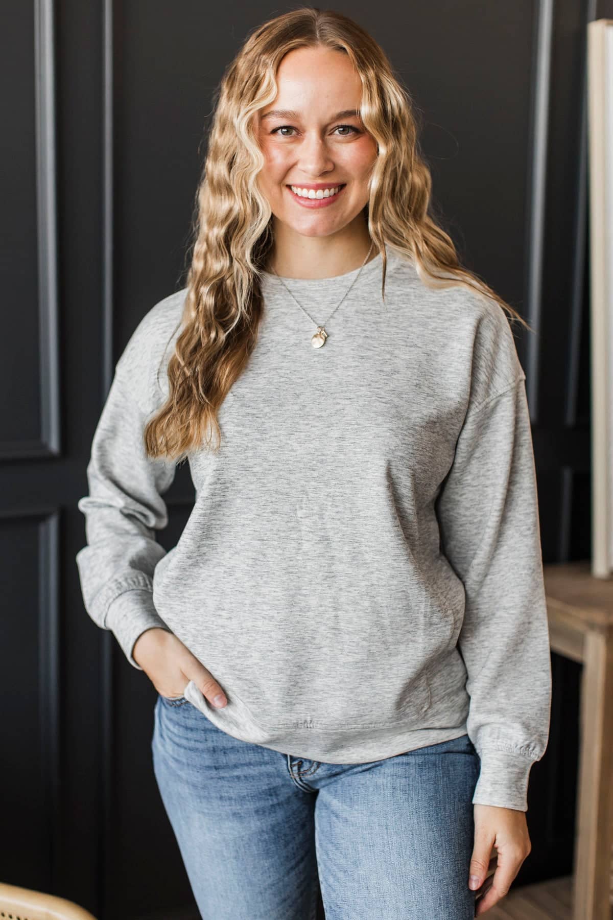 Make Your Soul Happy Scuba Pullover- Heather Grey - Image 3