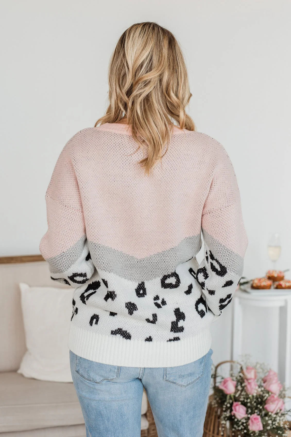 Makes My Heart Melt Color Block Sweater- Blush, Grey, & Ivory - Image 7