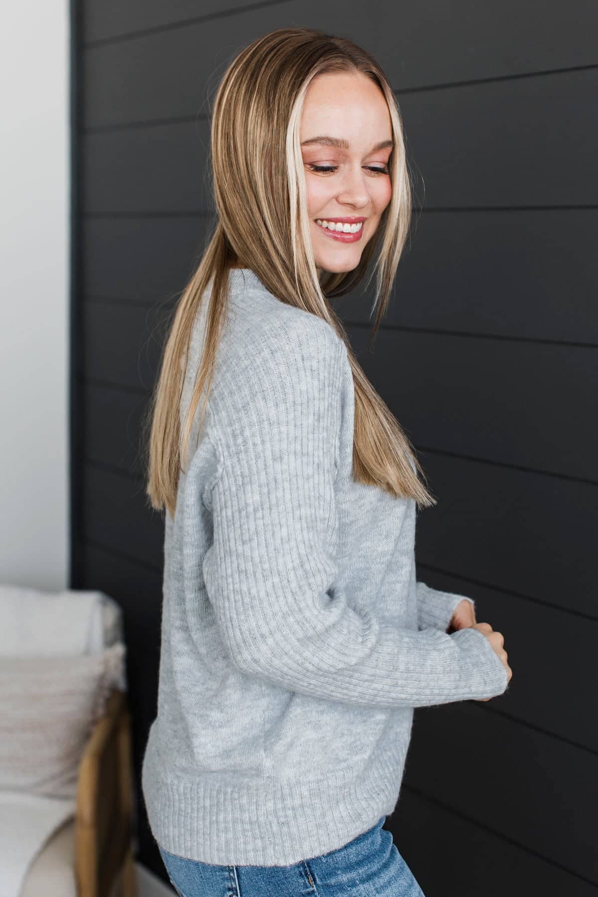 Makes My Heart Sing Knit Sweater- Heather Grey - Image 5