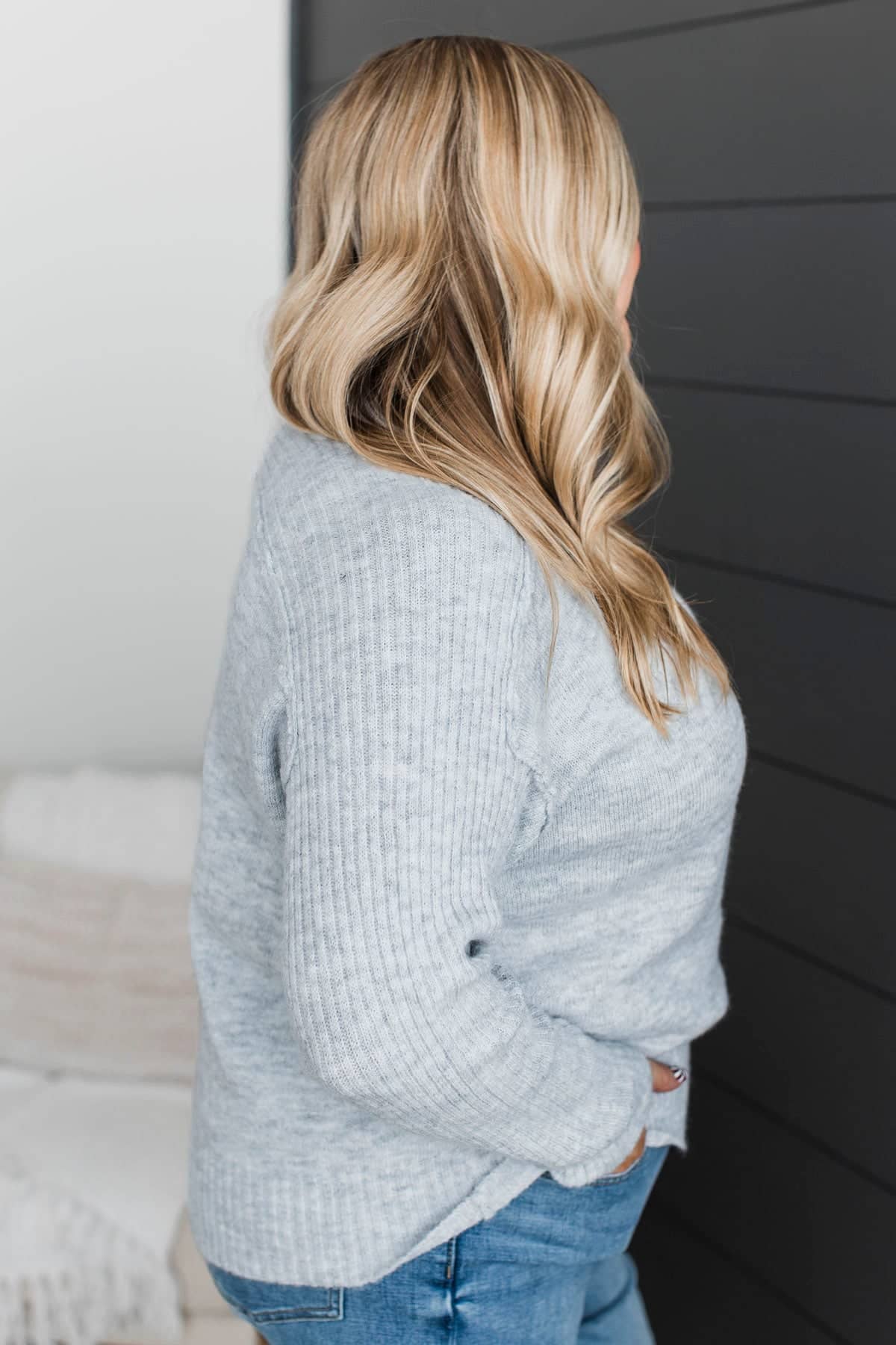 Makes My Heart Sing Knit Sweater- Heather Grey - Image 6