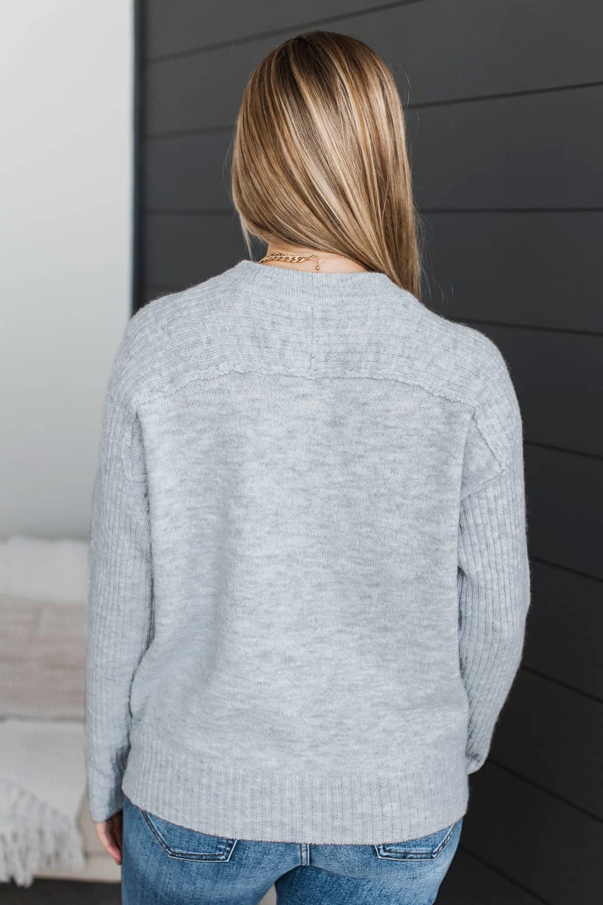 Makes My Heart Sing Knit Sweater- Heather Grey - Image 7