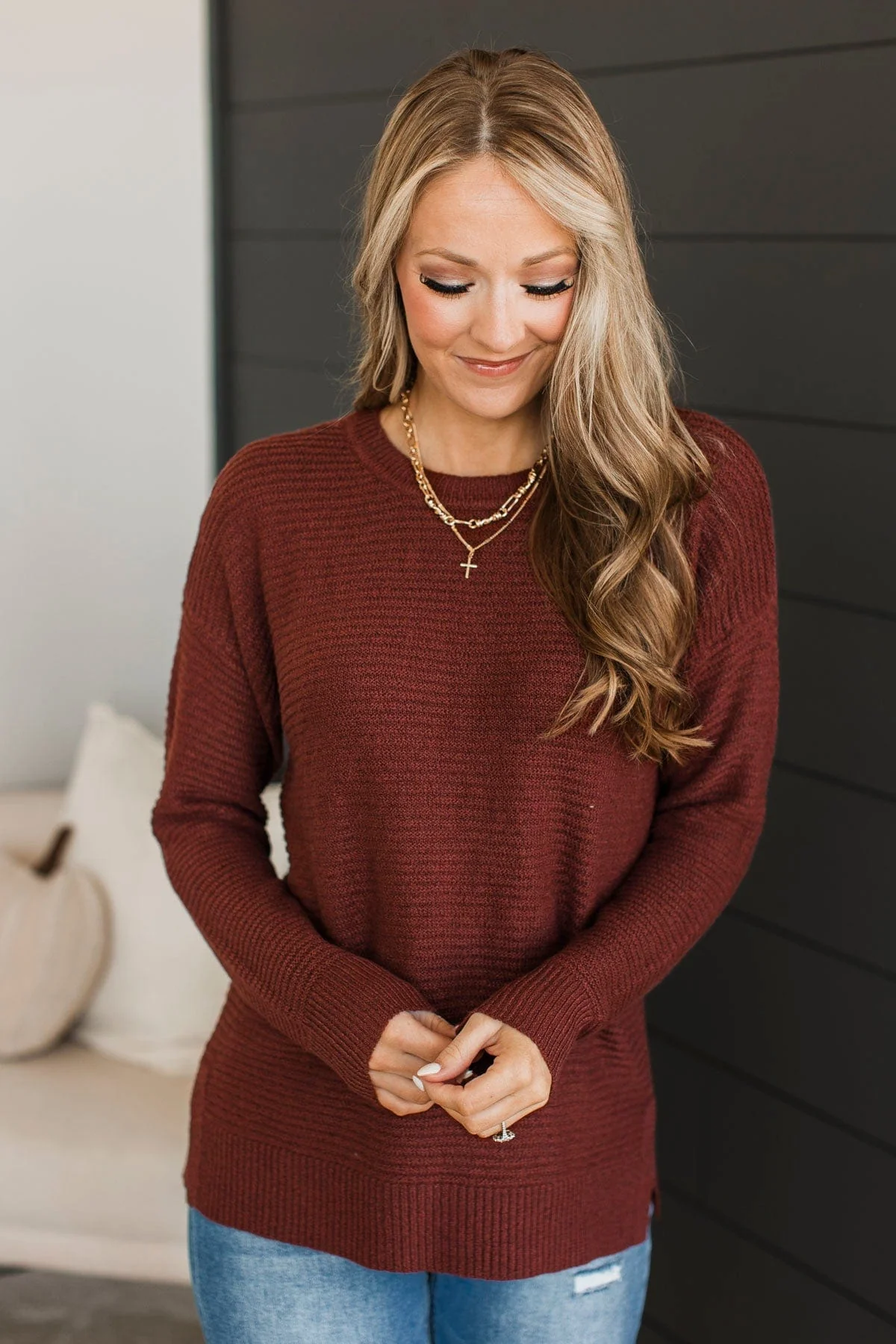 Makes Sense Knit Sweater- Copper - Image 3