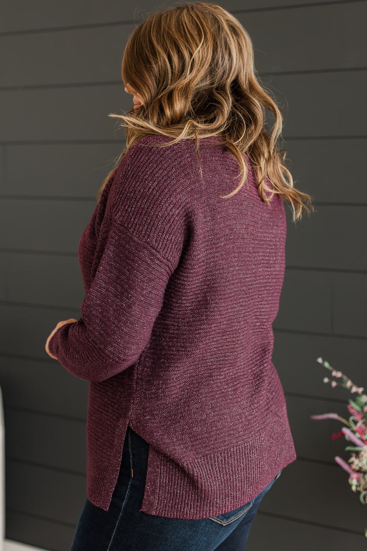 Makes Sense Knit Sweater- Dark Plum - Image 5