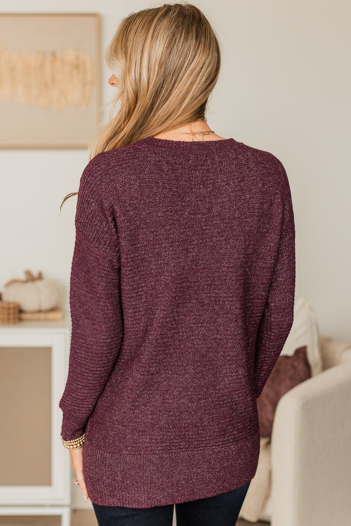 Makes Sense Knit Sweater- Dark Plum - Image 7