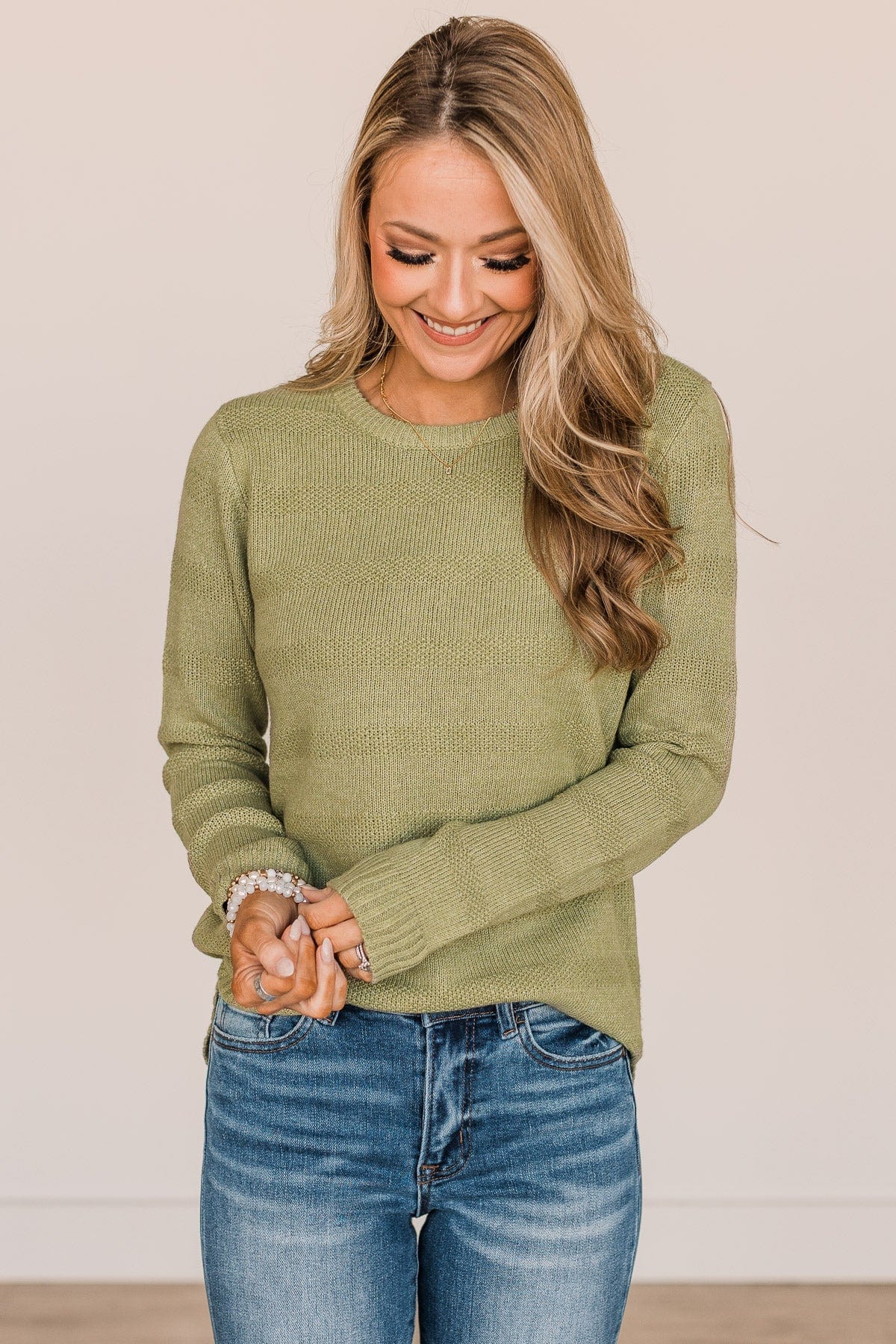 Making It Look Easy Knit Sweater- Sage - Image 4