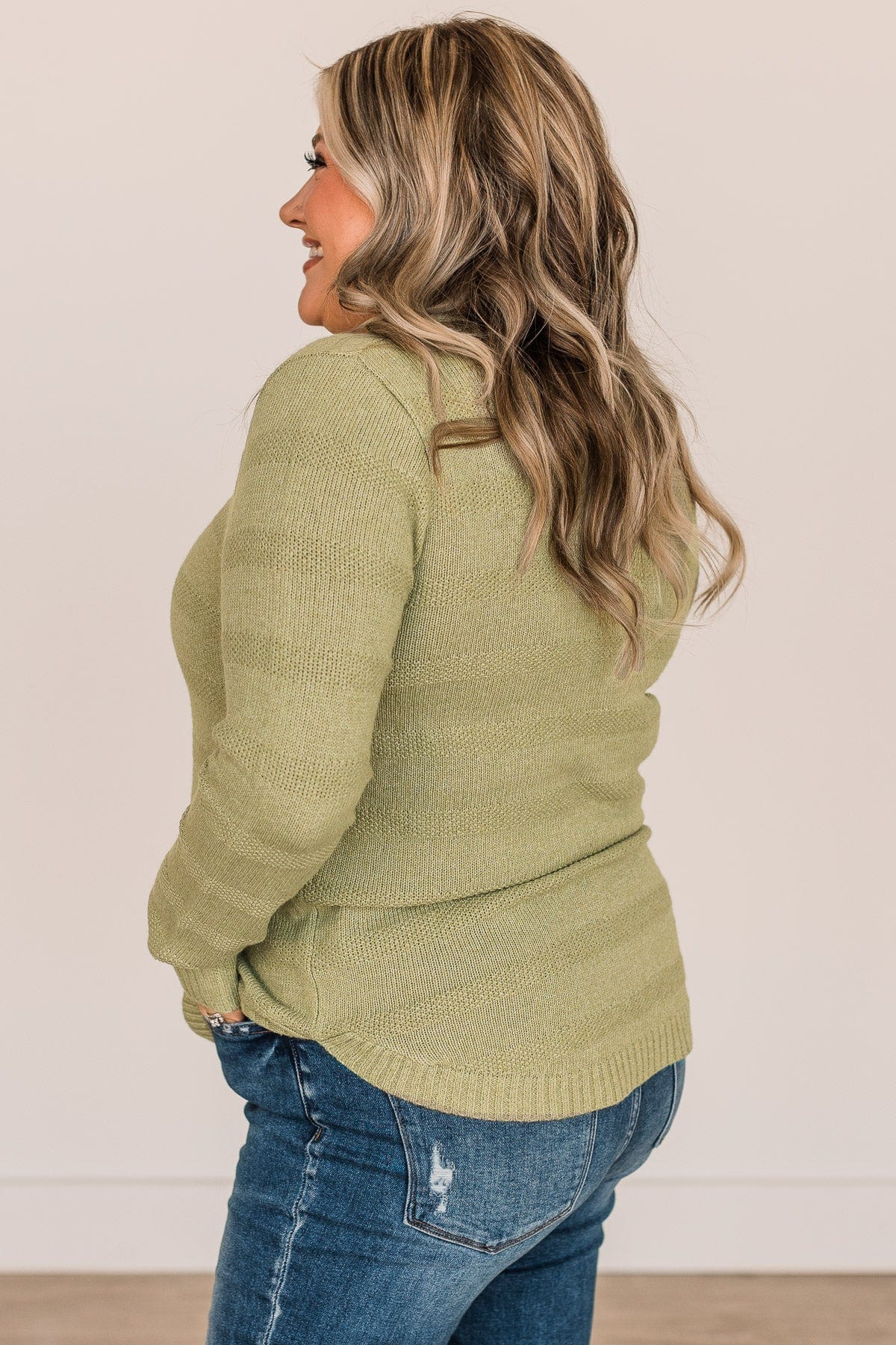 Making It Look Easy Knit Sweater- Sage - Image 5