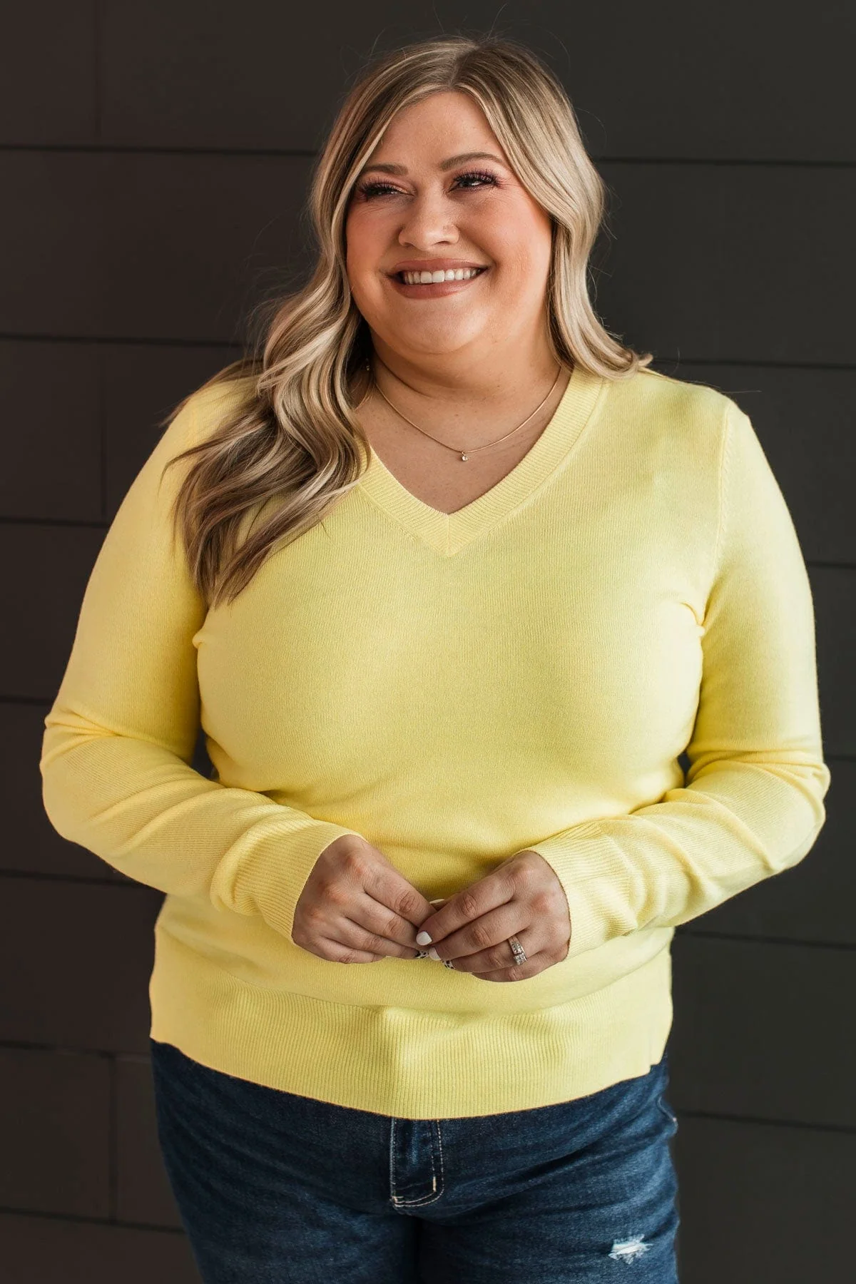 Making Plans V-Neck Sweater- Yellow - Image 5