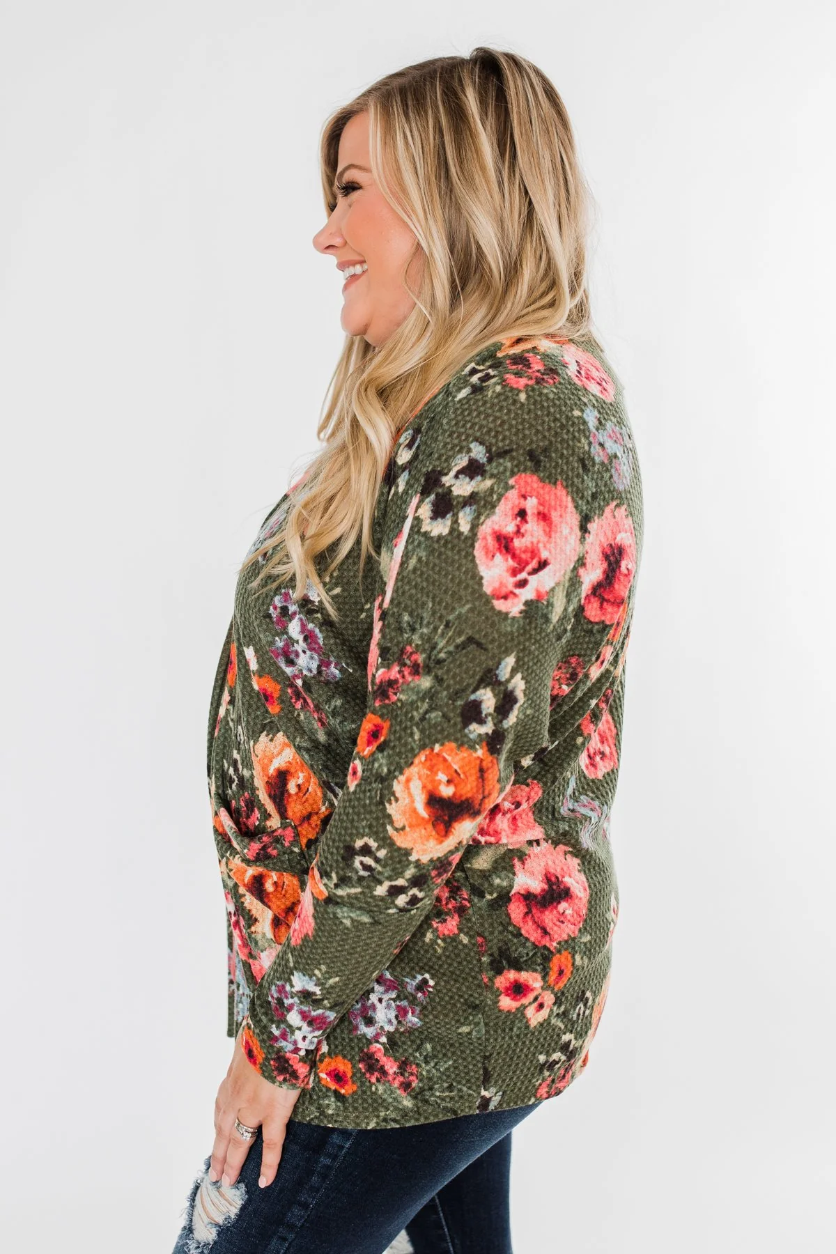 Making Promises Floral Cardigan- Olive - Image 10