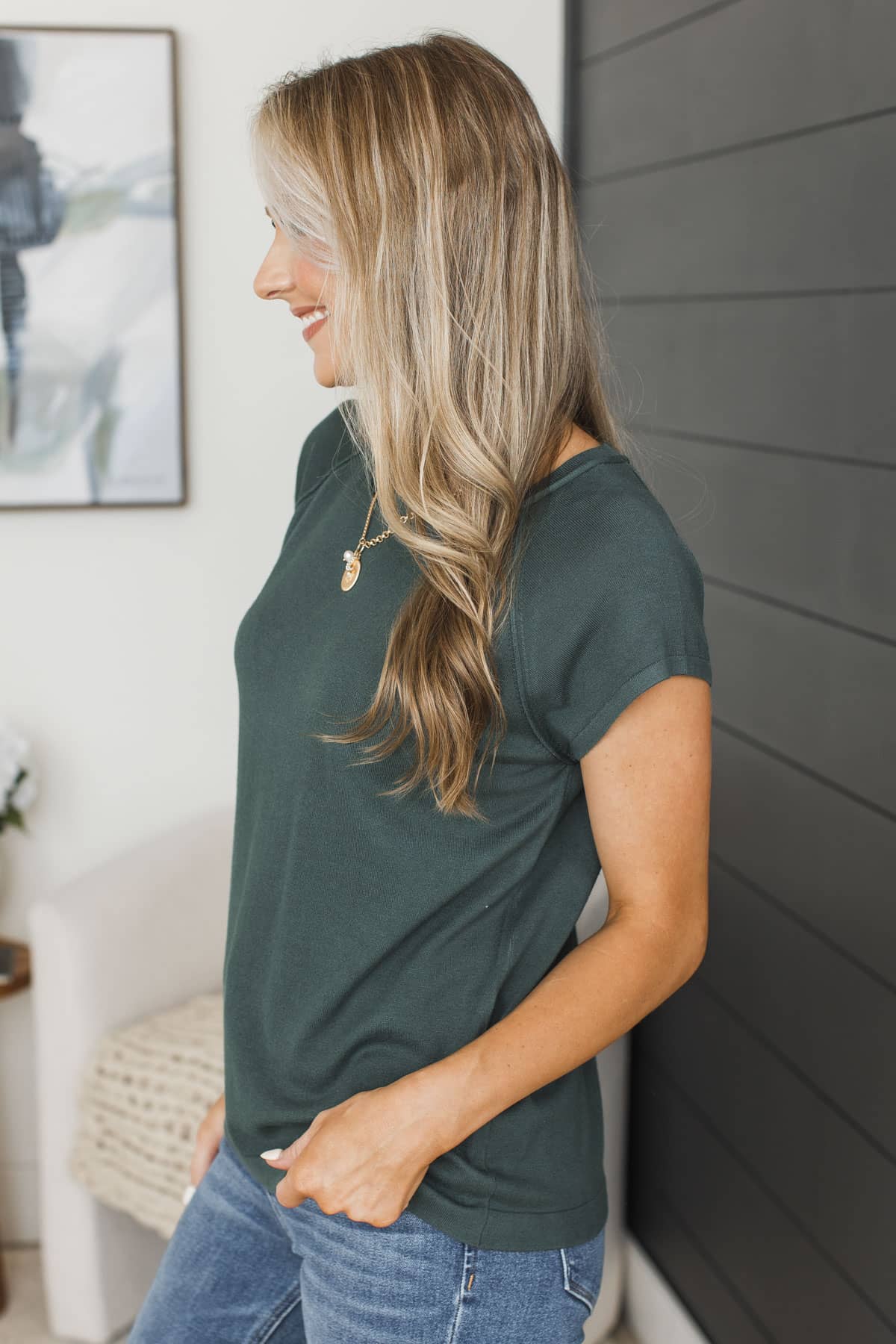 Making Sense Short Sleeve Top- Dark Jade - Image 6