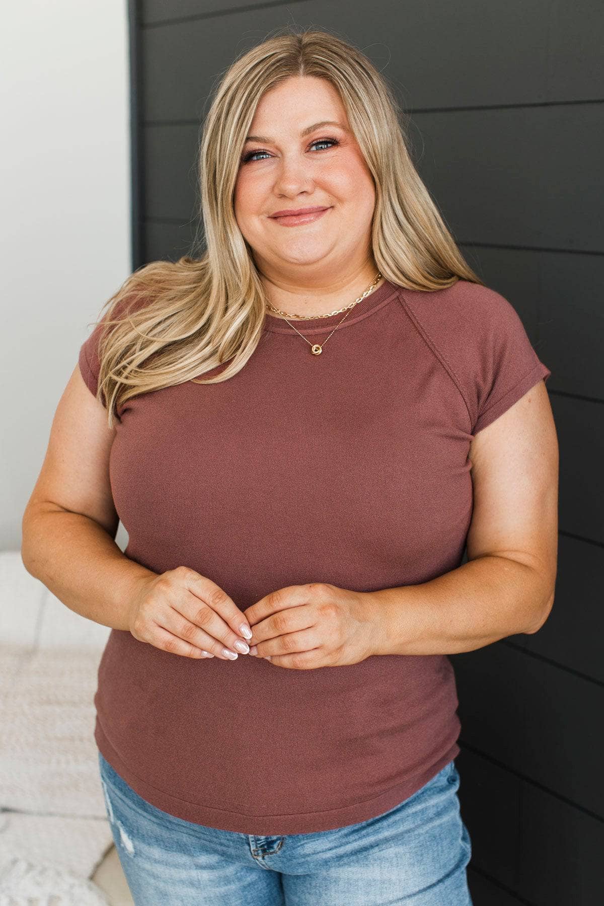 Making Sense Short Sleeve Top- Marsala - Image 3