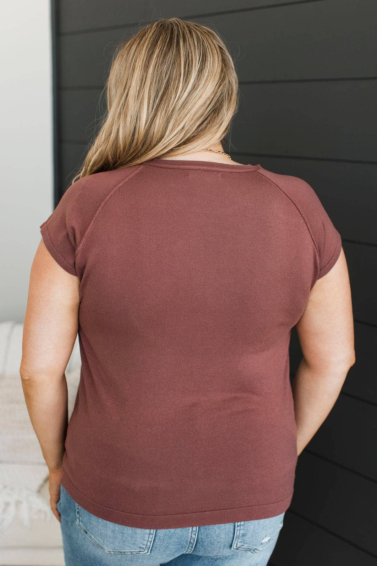 Making Sense Short Sleeve Top- Marsala - Image 7