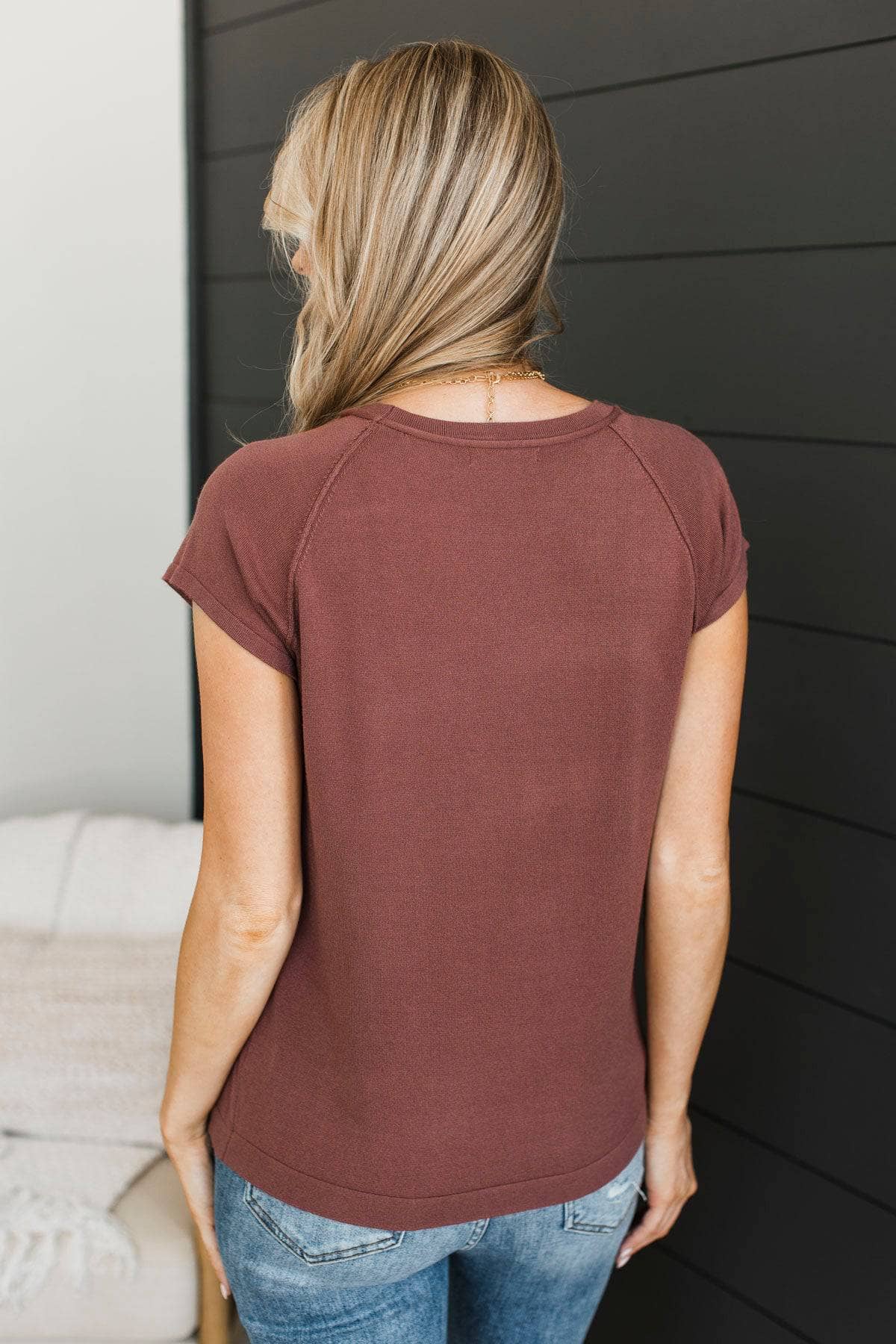 Making Sense Short Sleeve Top- Marsala - Image 8