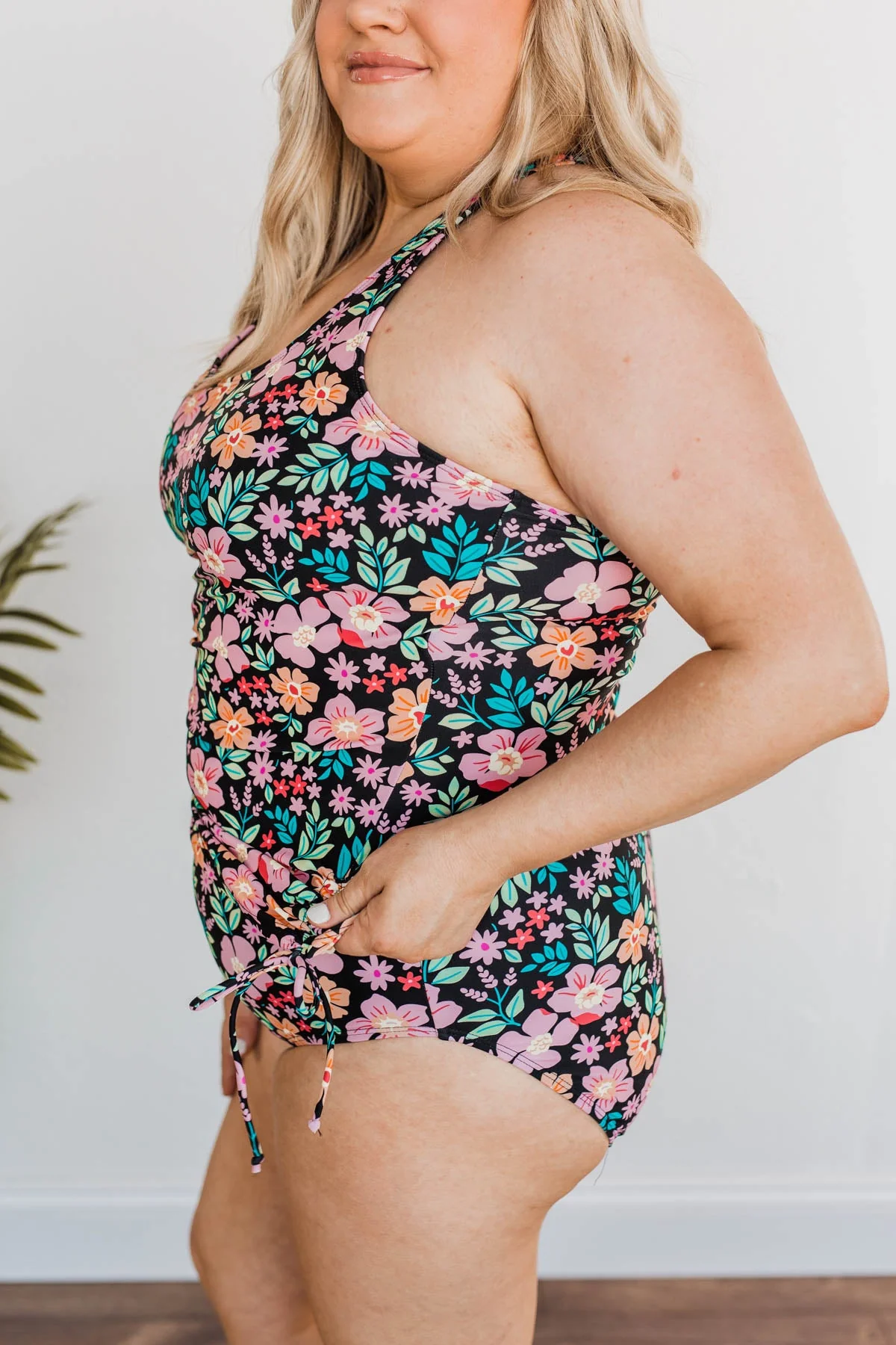 Making Waves High-Rise Swim Bottoms- Black Floral - Image 7