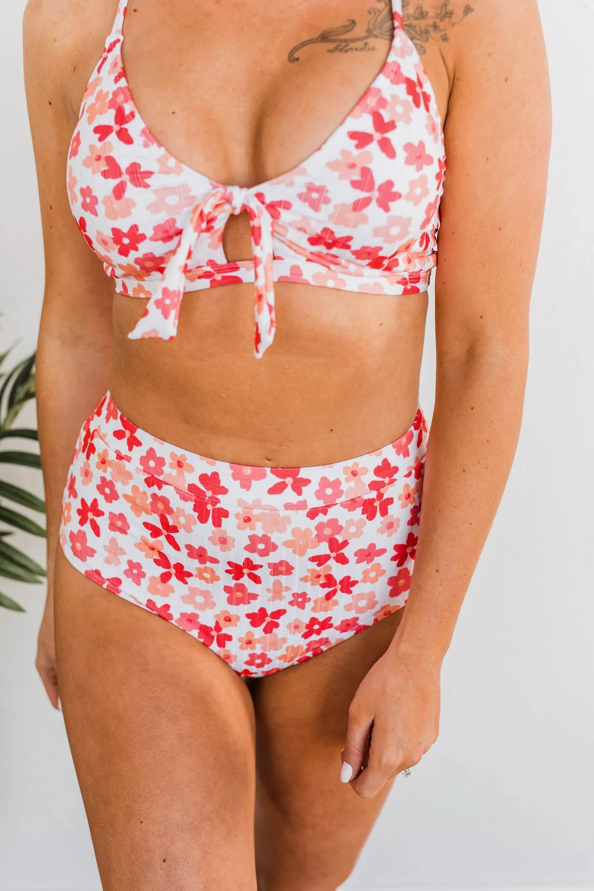 Making Waves High-Rise Swim Bottoms- Peach & Coral - Image 11