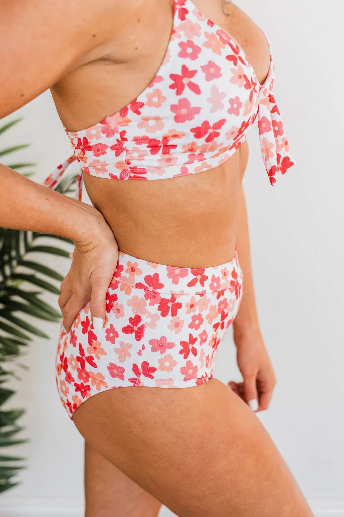 Making Waves High-Rise Swim Bottoms- Peach & Coral - Image 6