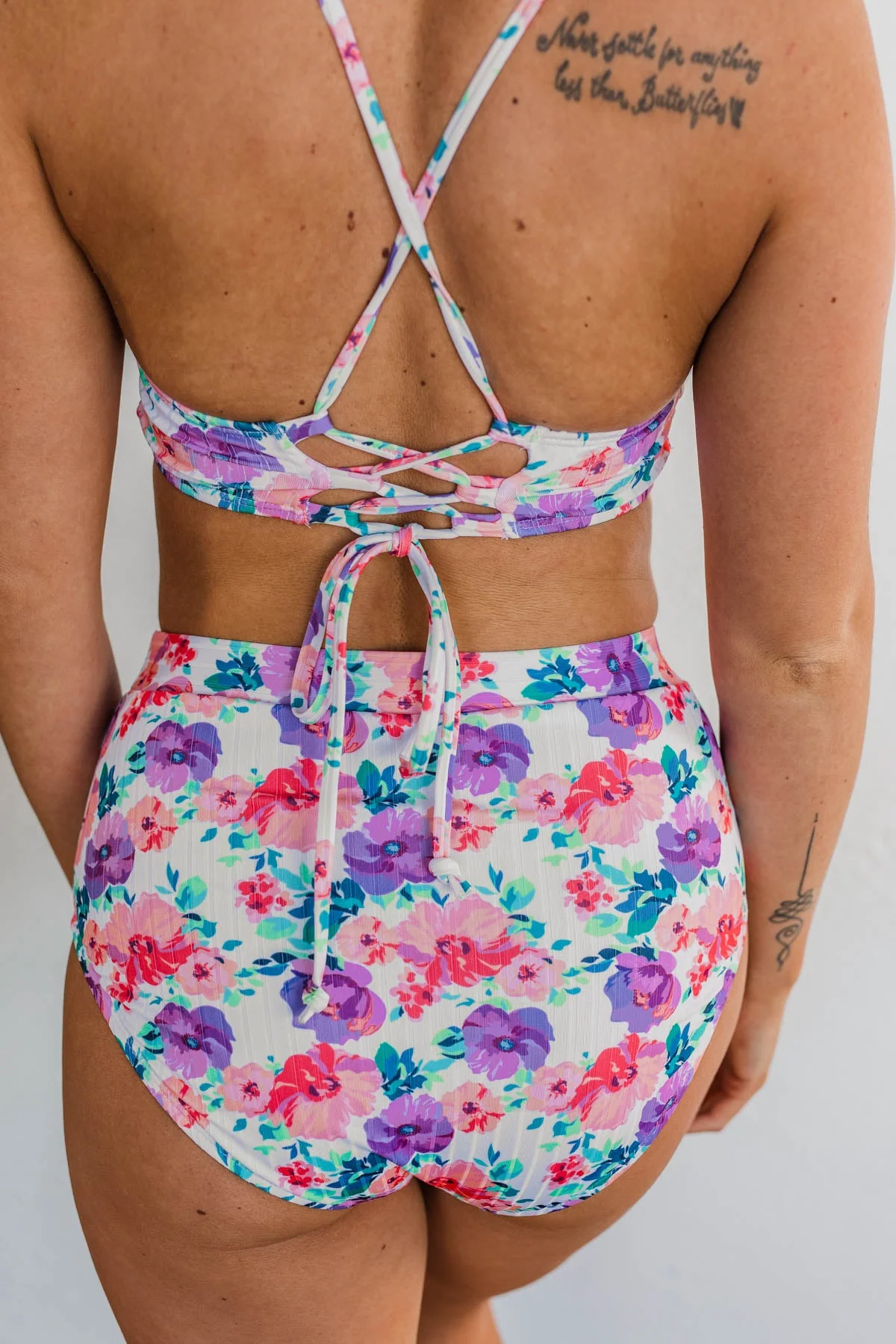 Making Waves High-Rise Swim Bottoms- Pink & Purple Floral - Image 10
