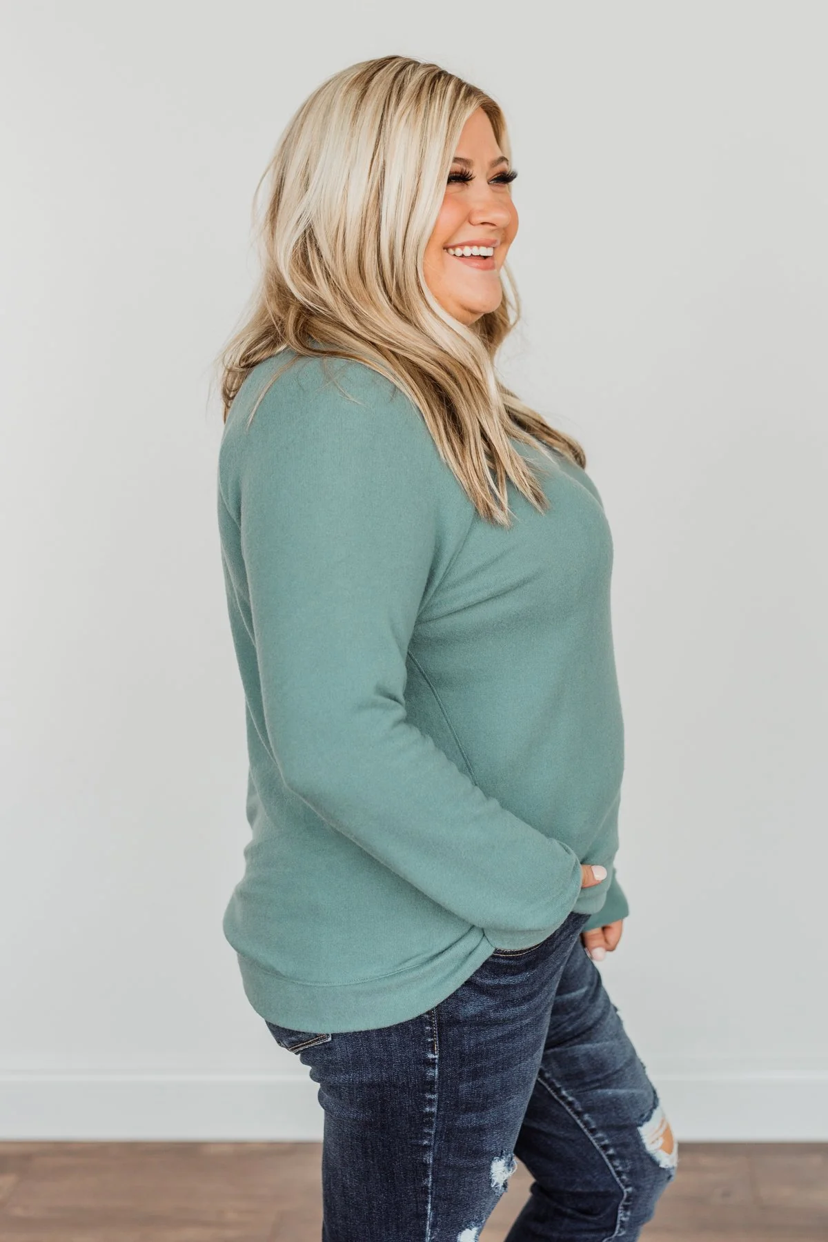 Making Wishes Long Sleeve Knit Top- Blue Jade - Image 8