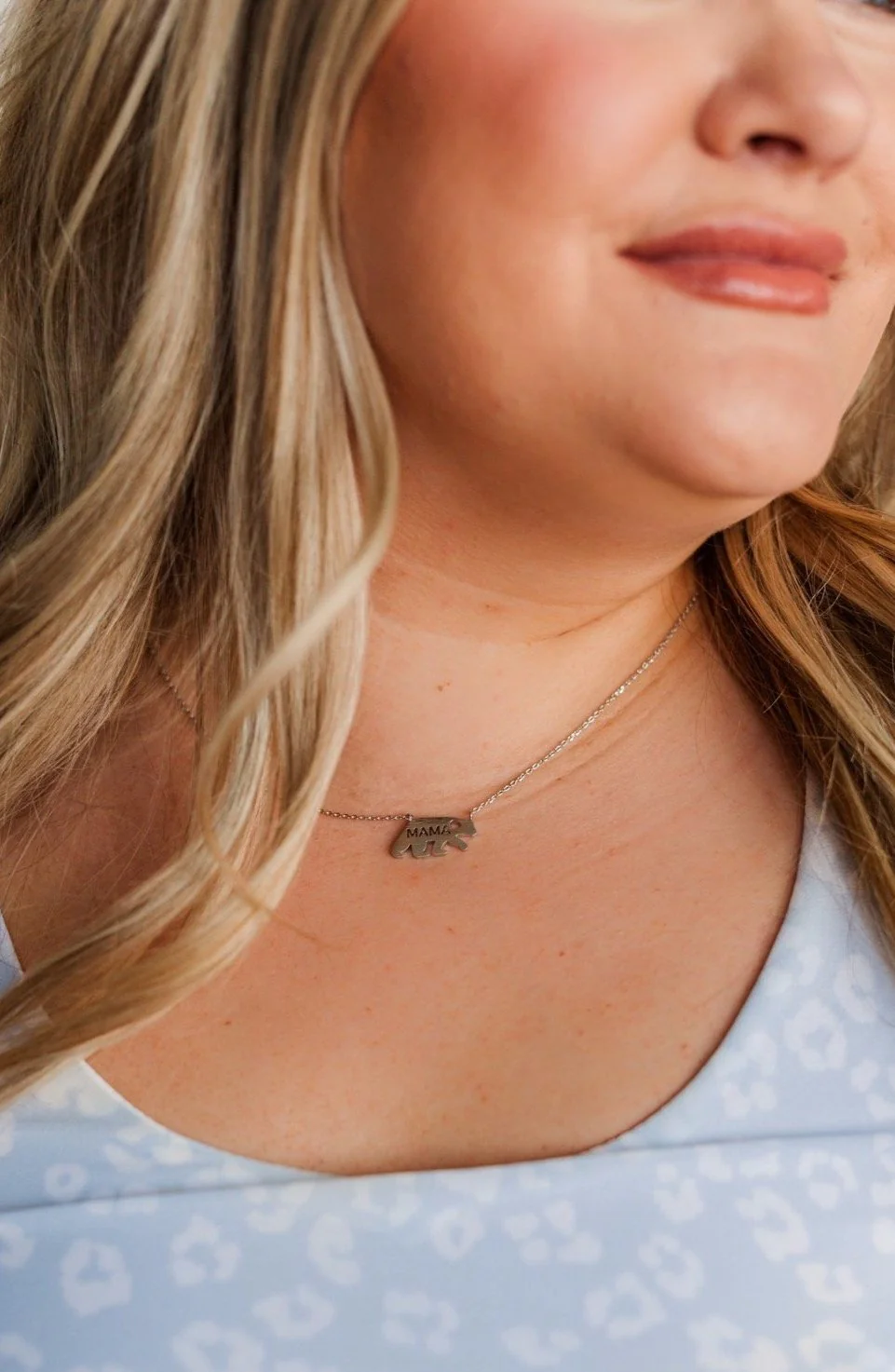 Mama Bear Charm Necklace- Silver - Image 2