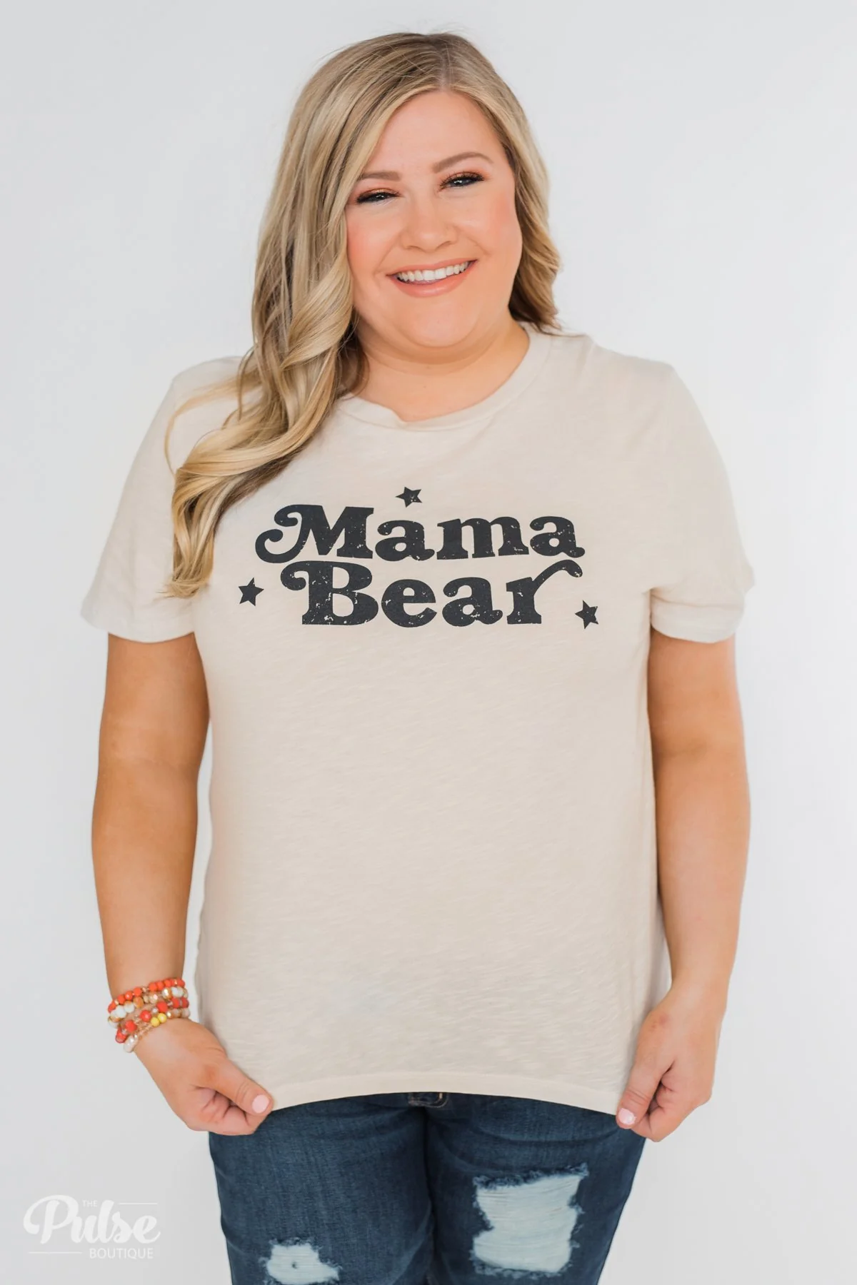 "Mama Bear" Short Sleeve Tee Shirt- Beige - Image 15