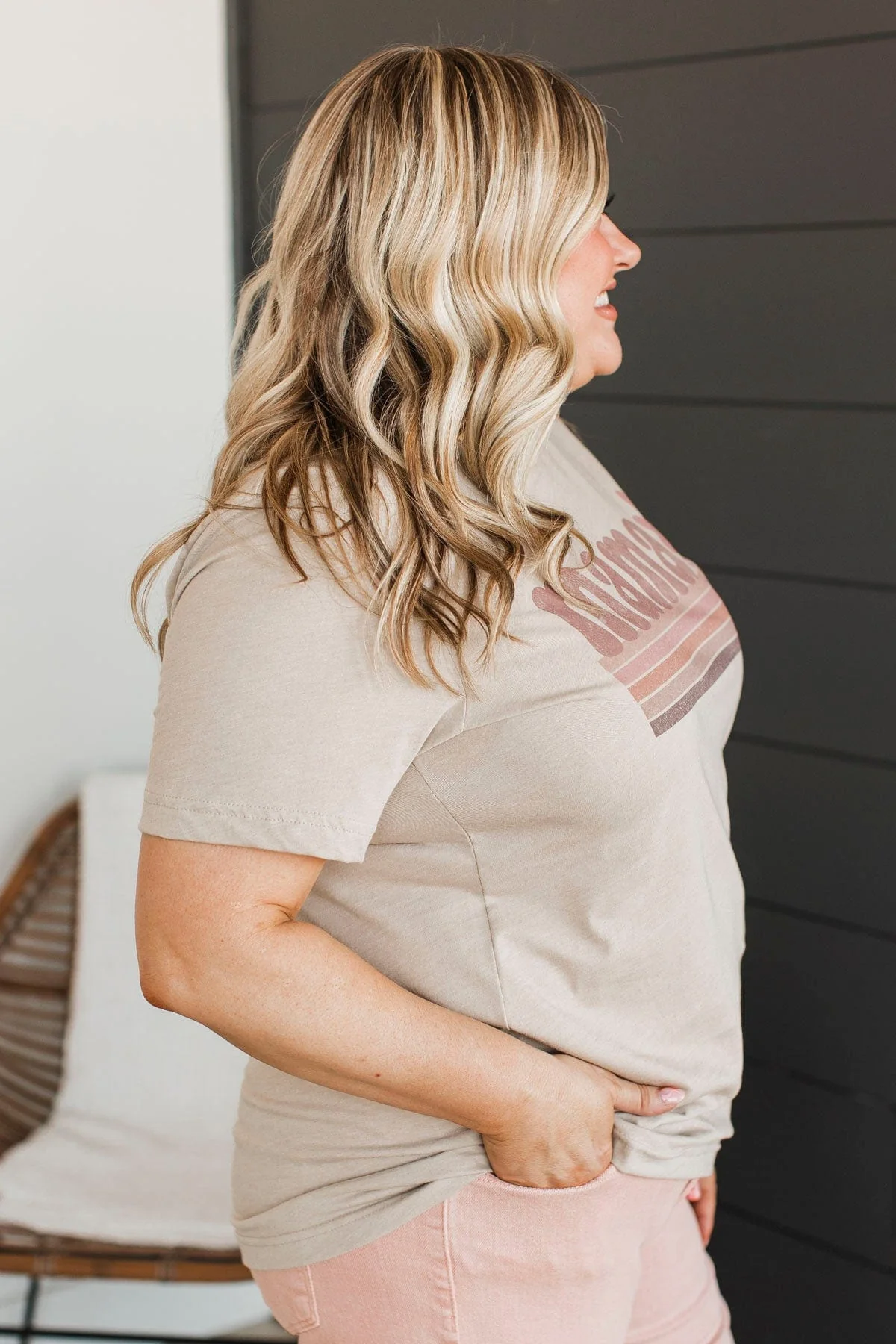 "Mama" Boho Graphic Tee- Taupe - Image 5