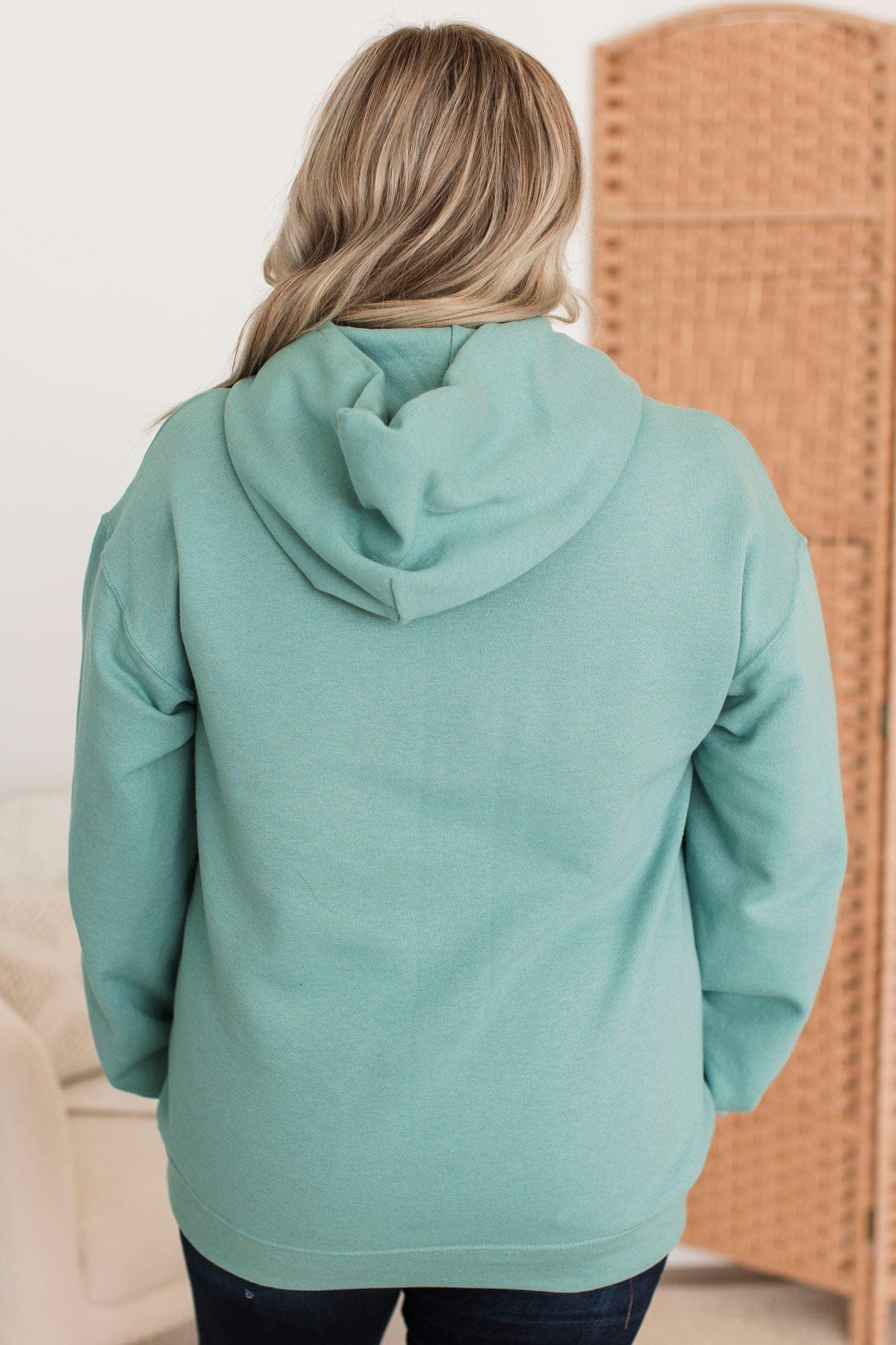 "Mama" Floral Embroidered Hoodie- Dusty Teal - Image 7