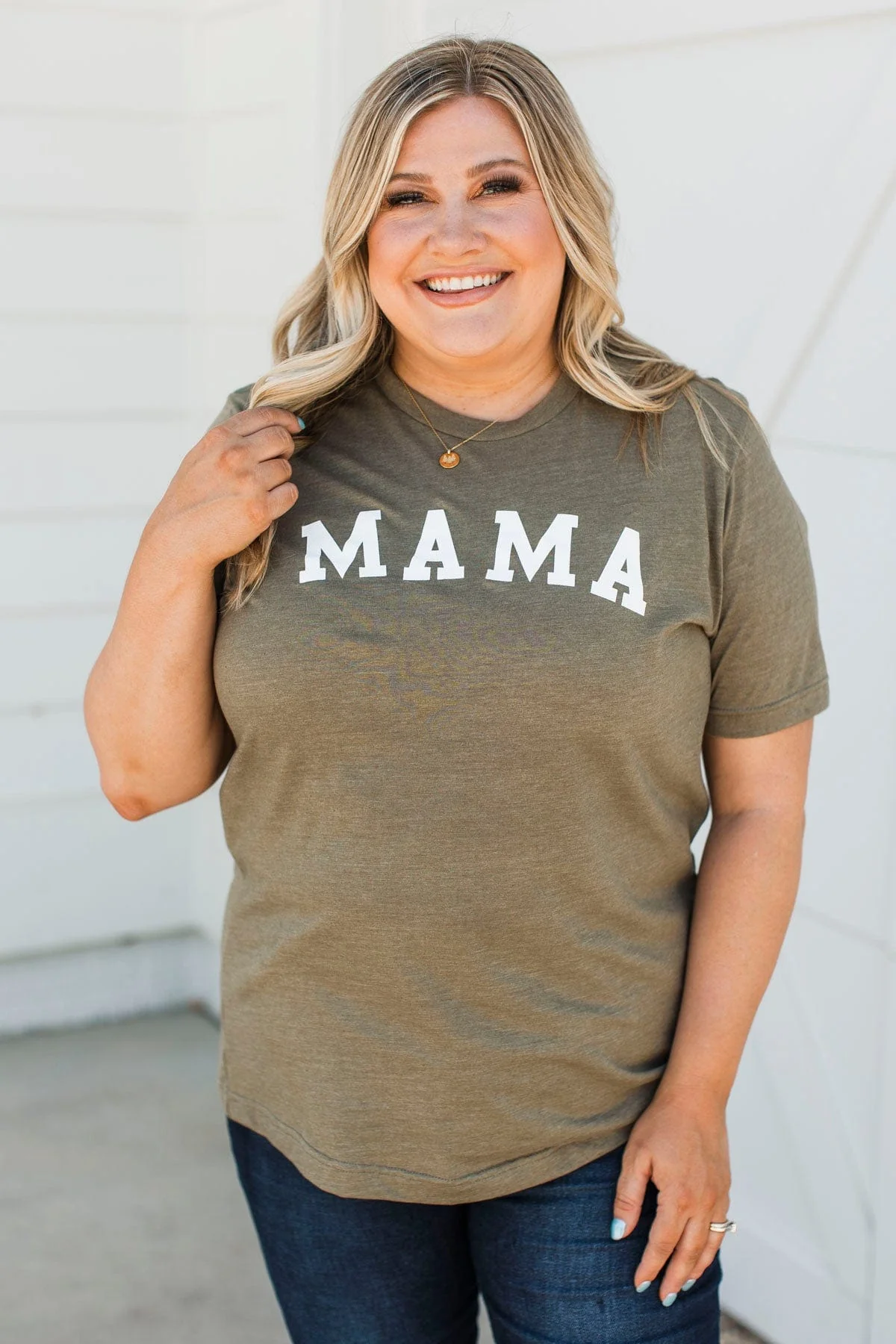"Mama" Graphic Tee- Olive - Image 4