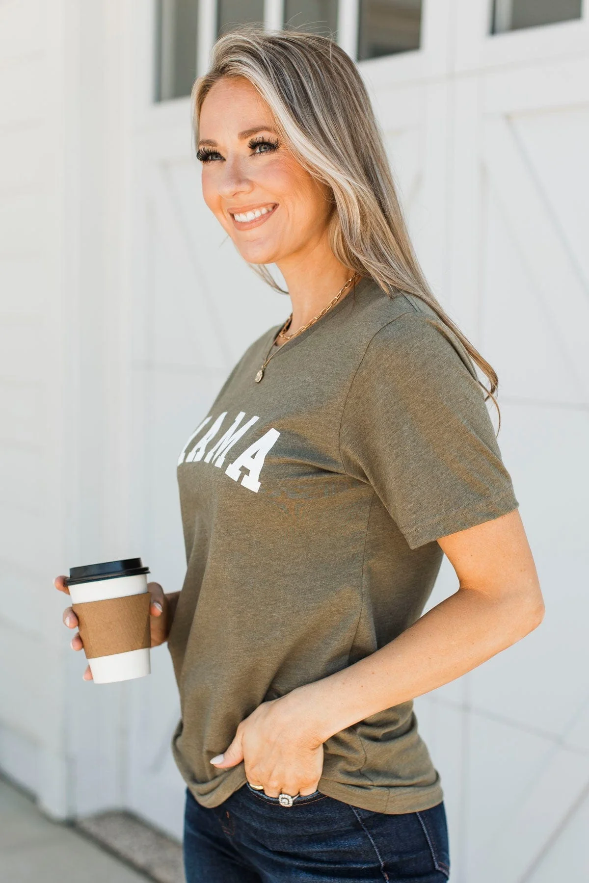"Mama" Graphic Tee- Olive - Image 5
