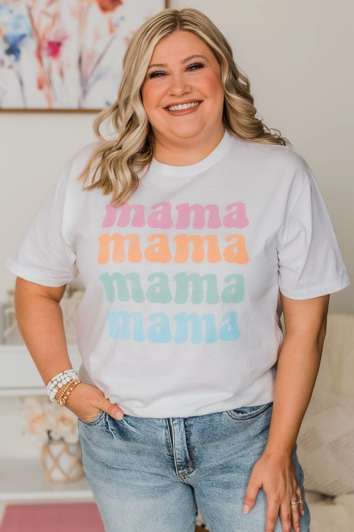 "Mama" Graphic Tee- White - Image 4