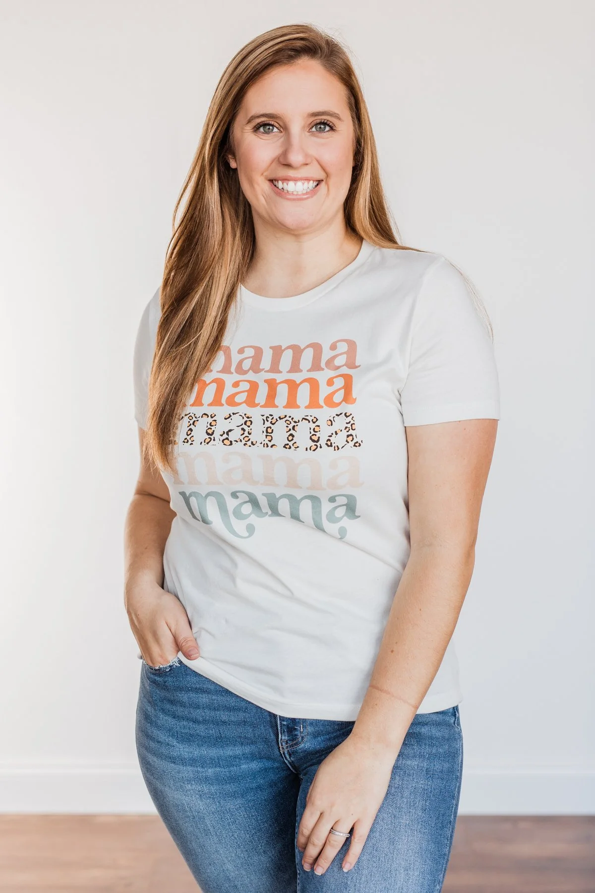 "Mama" Leopard Graphic Tee- Off-White - Image 3