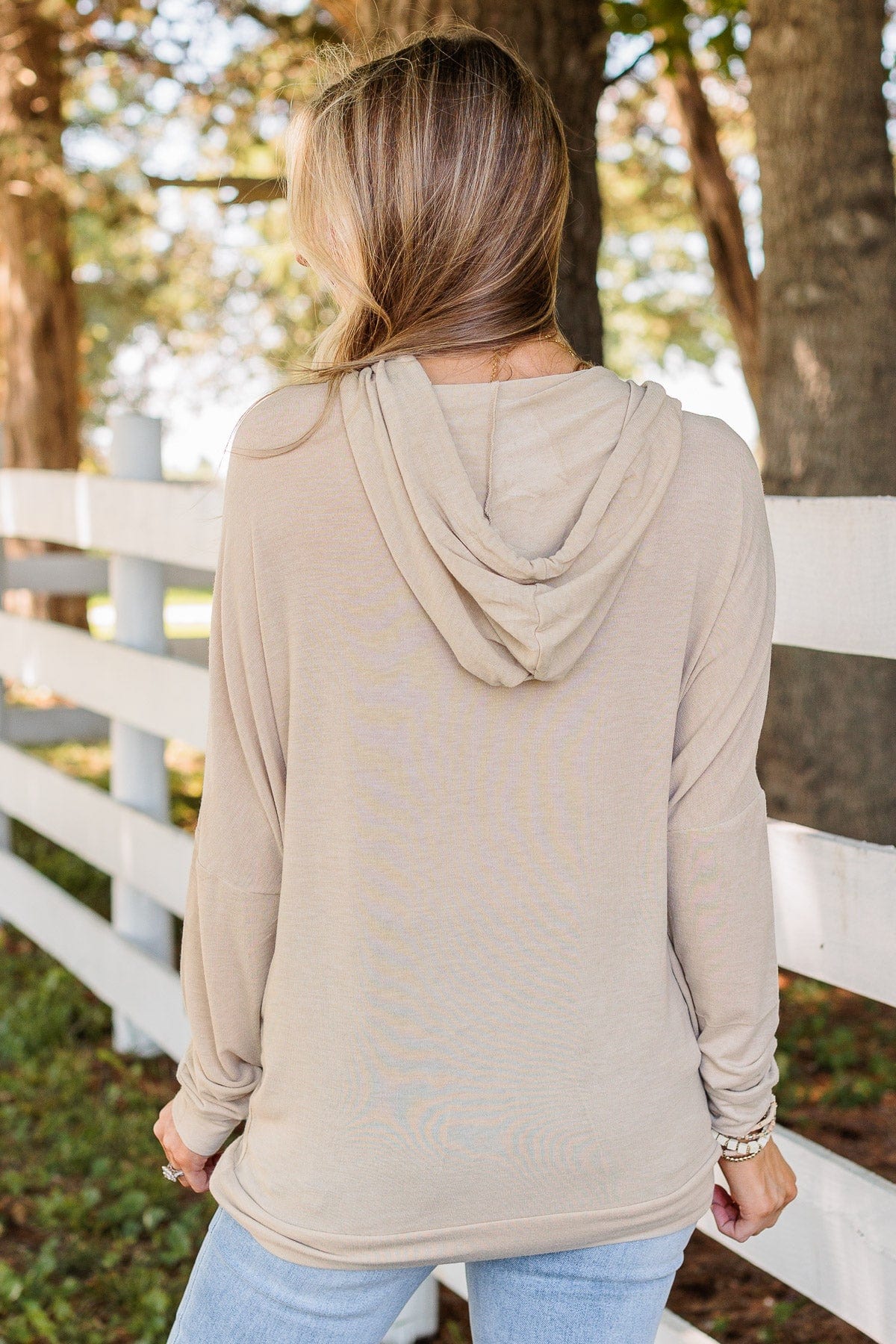 "Mama" Lightweight Drawstring Hoodie- Beige - Image 10