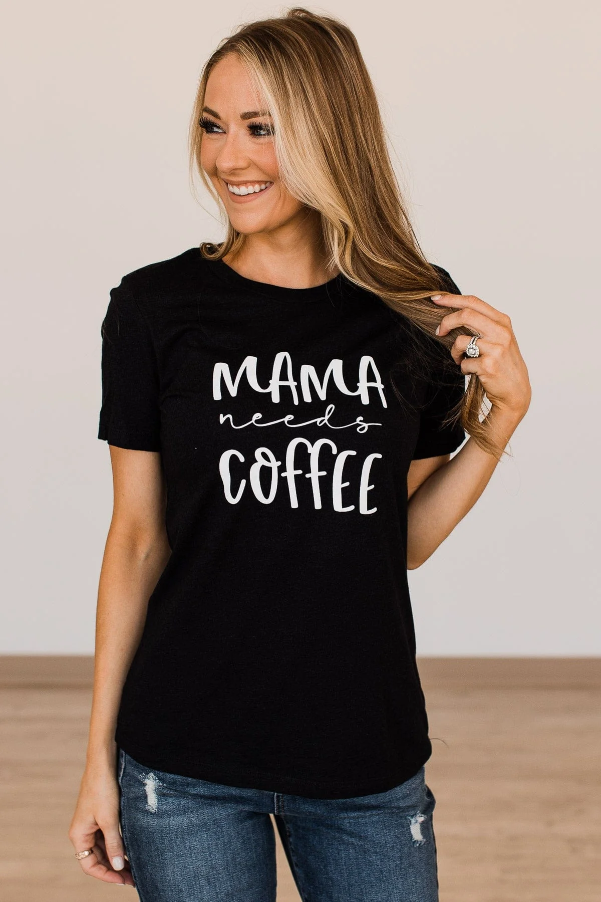 "Mama Needs Coffee" Graphic Tee- Black - Image 2