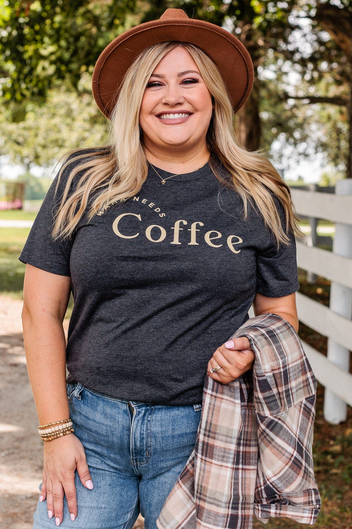 "Mama Needs Coffee" Graphic Tee- Dark Heather Grey - Image 5