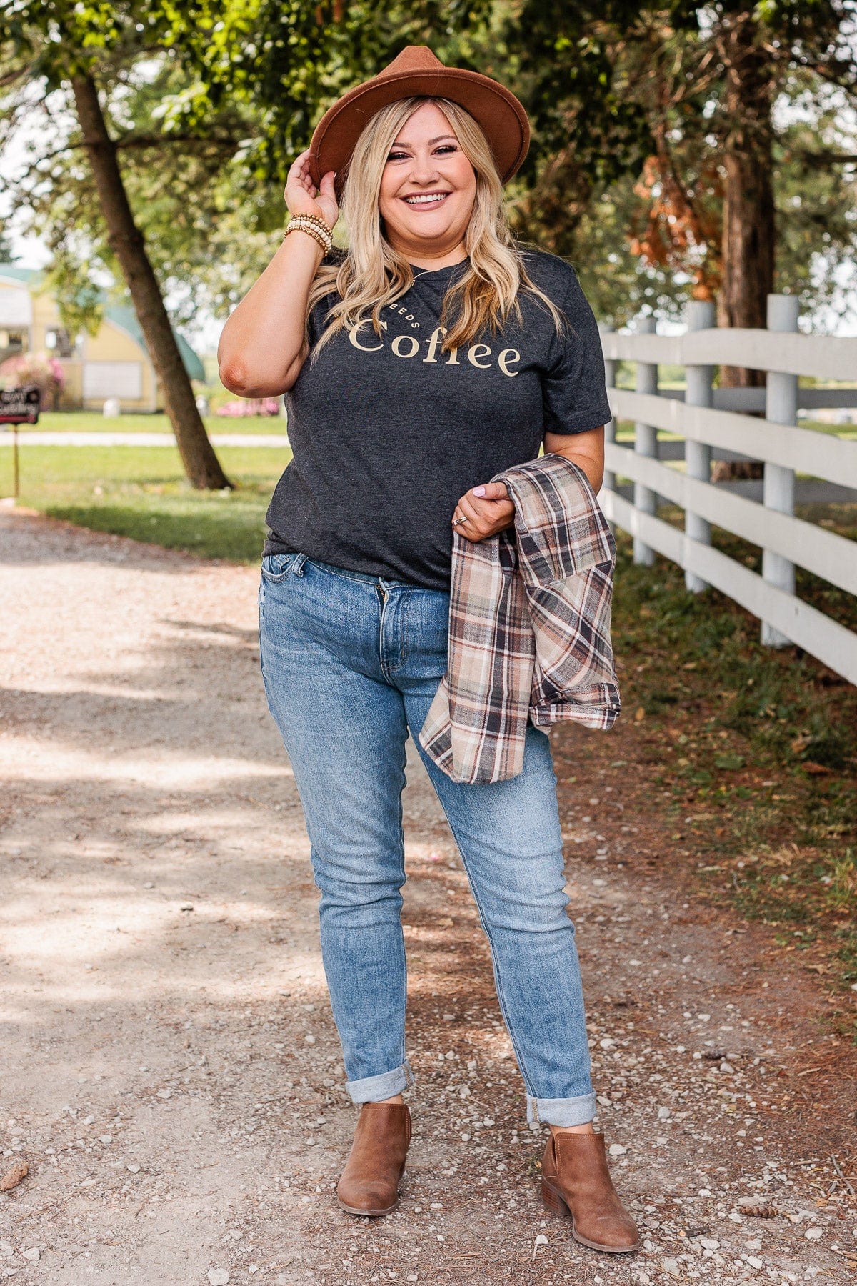 "Mama Needs Coffee" Graphic Tee- Dark Heather Grey - Image 7