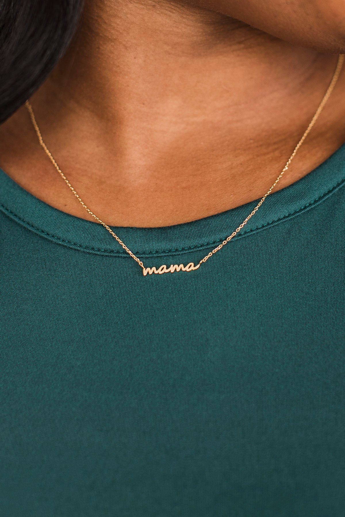 "Mama" Script Necklace- Gold - Image 2