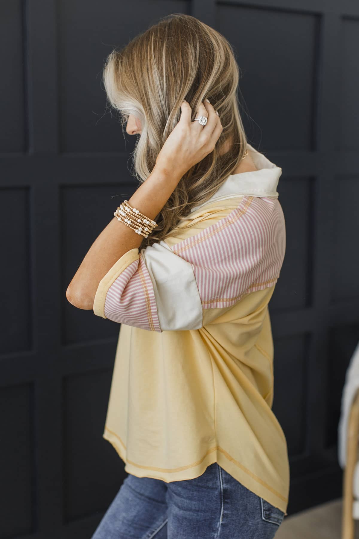 Manifesting My Forever Short Sleeve Top- Yellow & Pink - Image 3