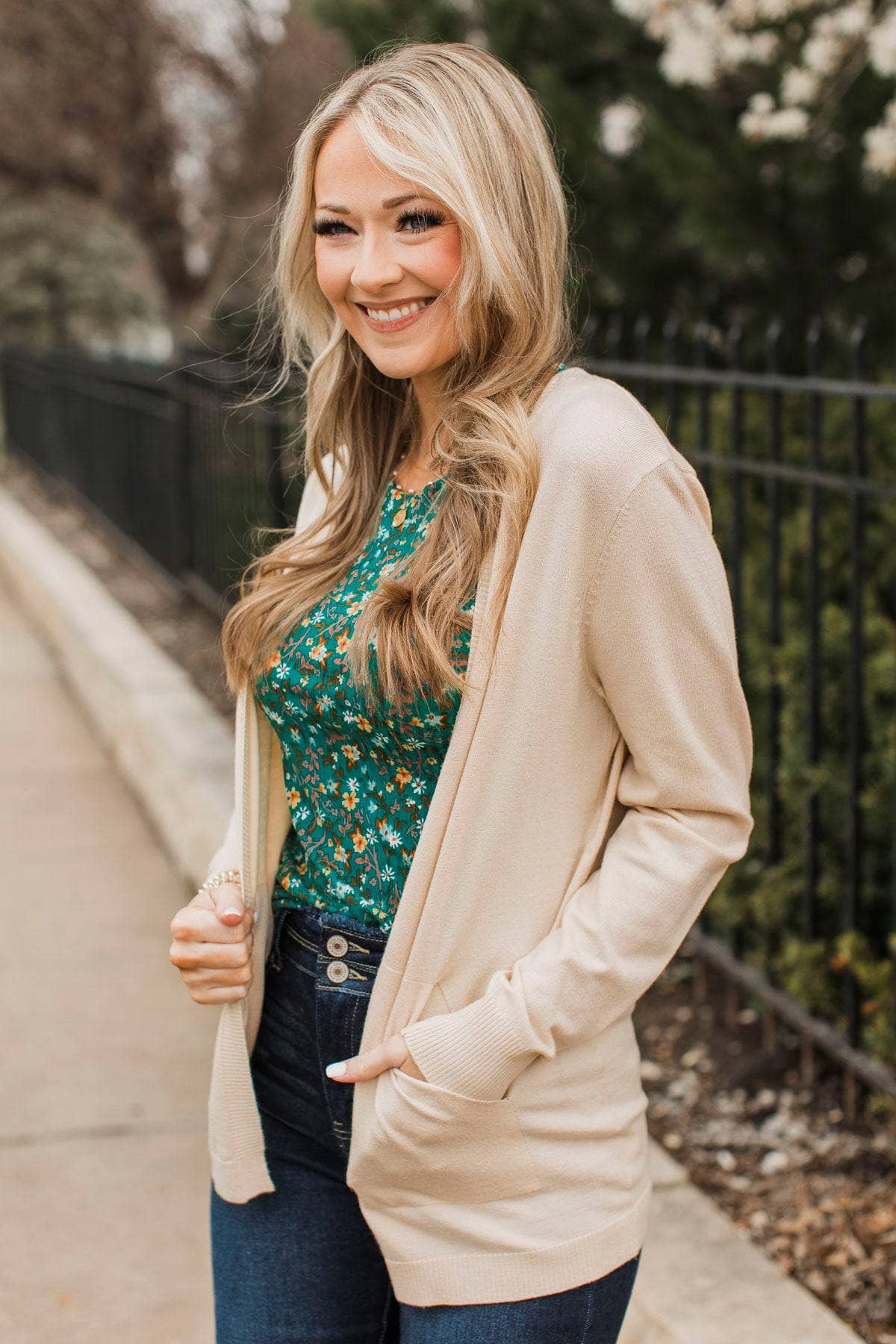 Many Reasons Lightweight Cardigan- Almond - Image 2