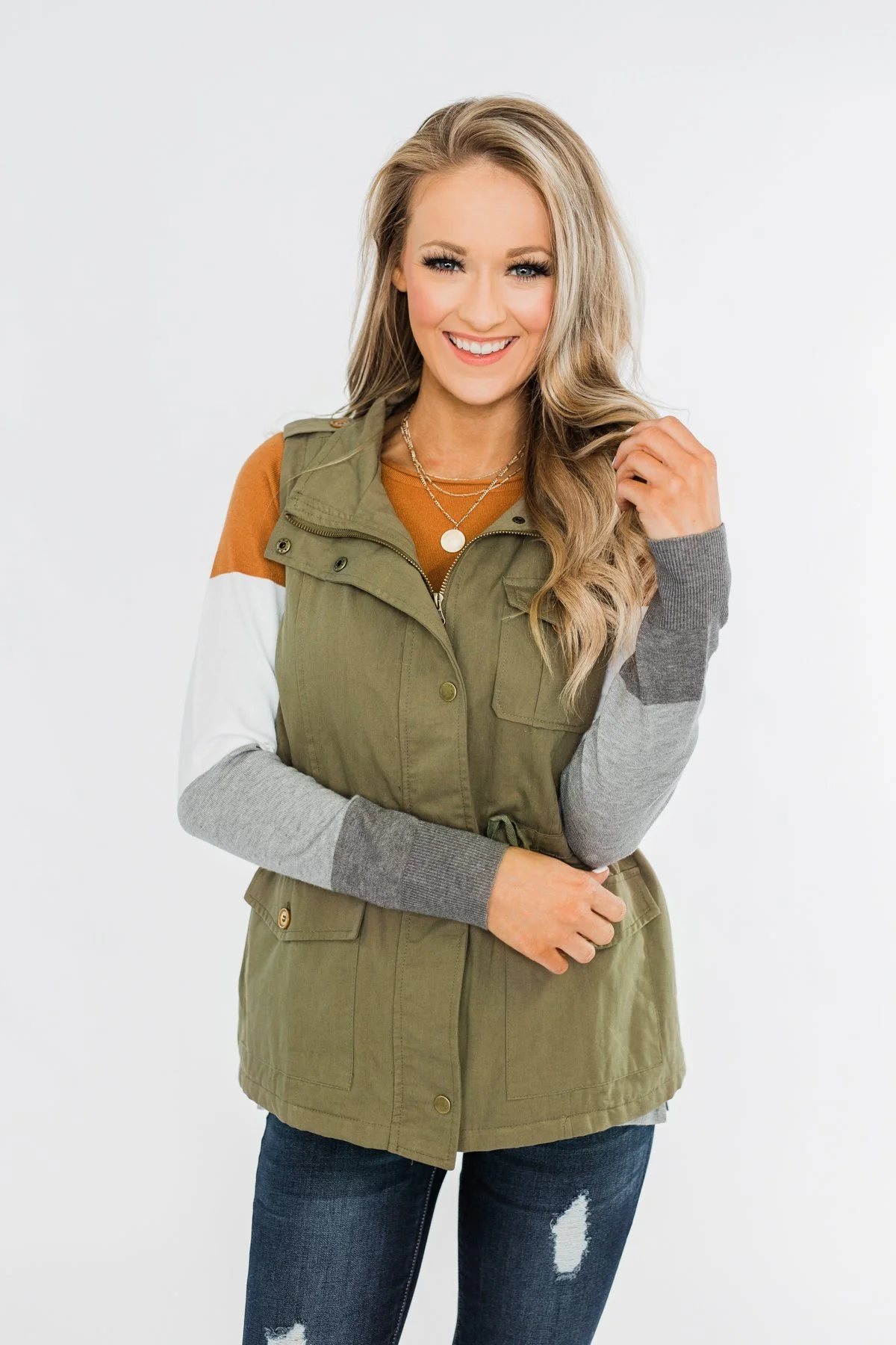 Marching To The Beat Faux Fur Vest- Olive - Image 4