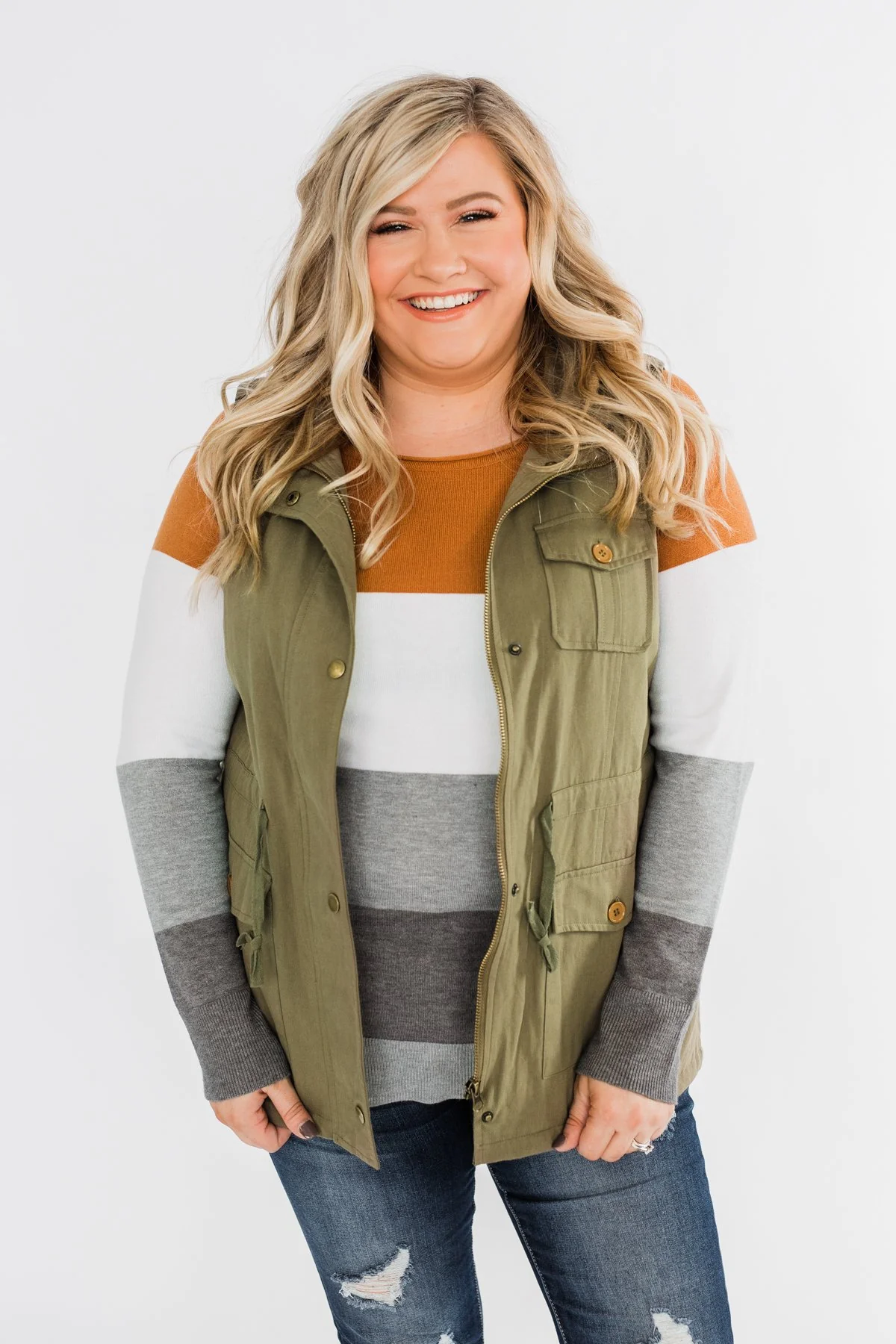 Marching To The Beat Faux Fur Vest- Olive - Image 7