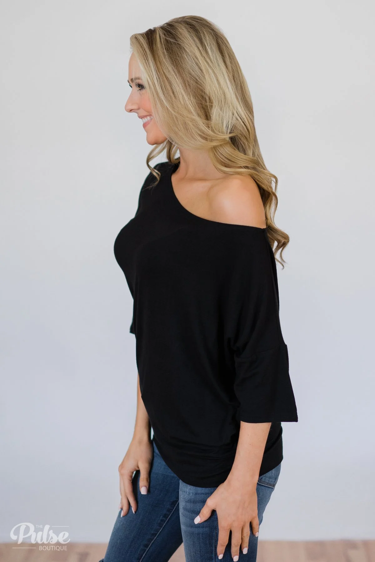 Mark My Words One Shoulder Top- Black - Image 3