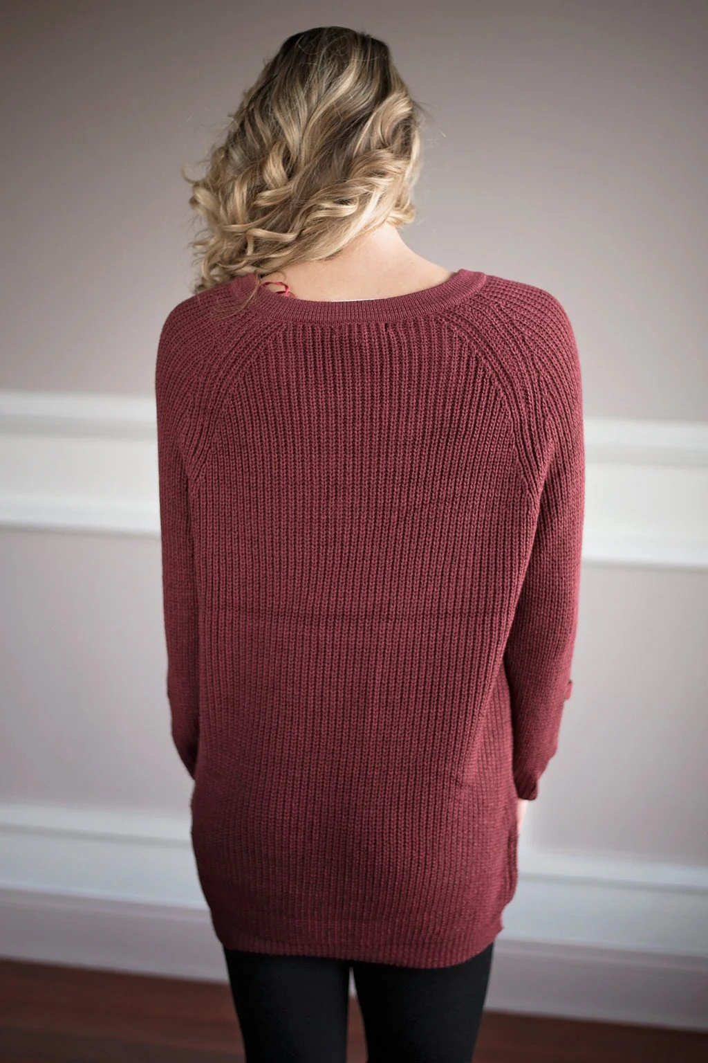 Marsala Lace Up Sweater - Image 4