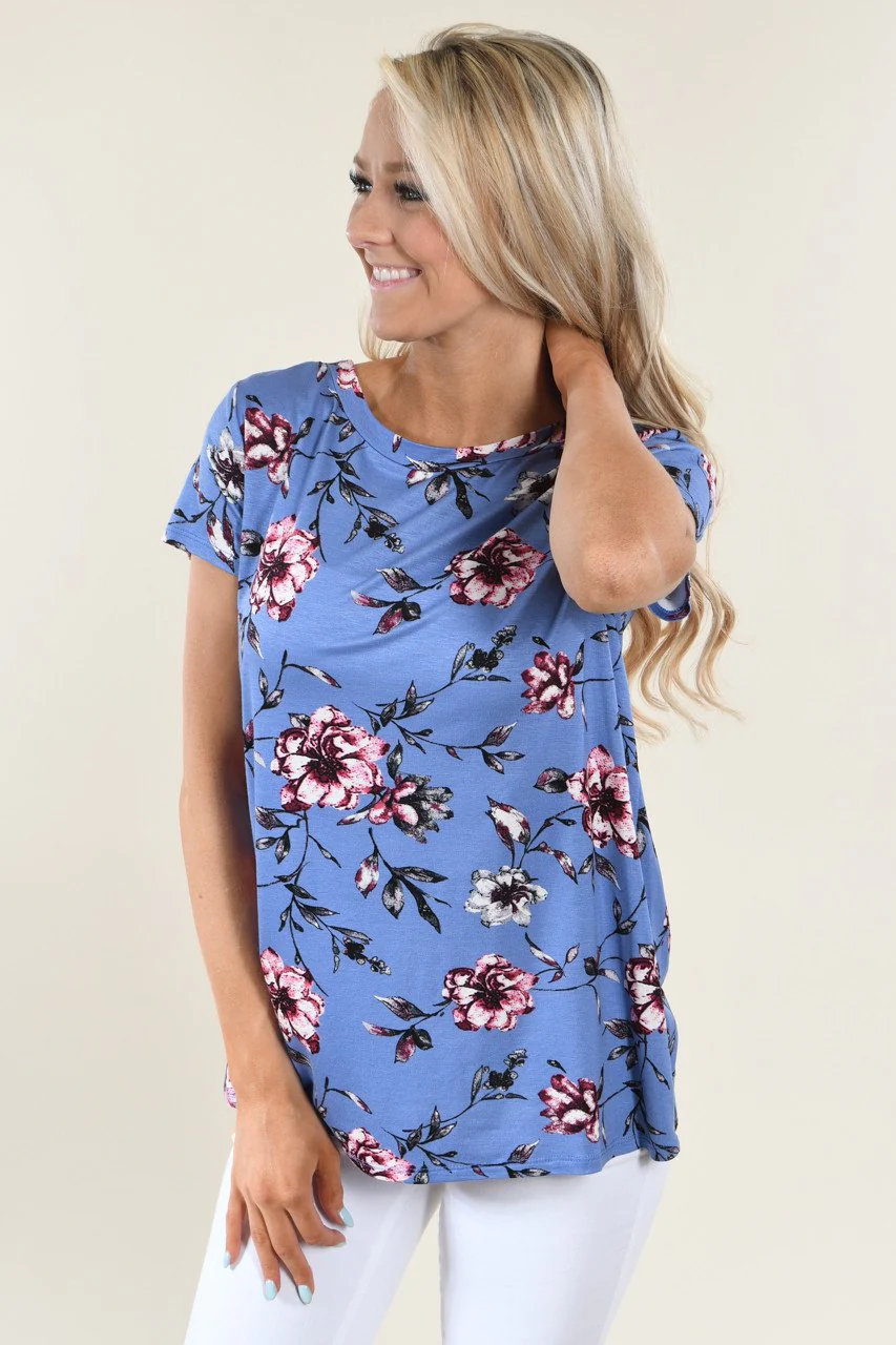 Masterpiece Floral Top ~ Blue - Image 3