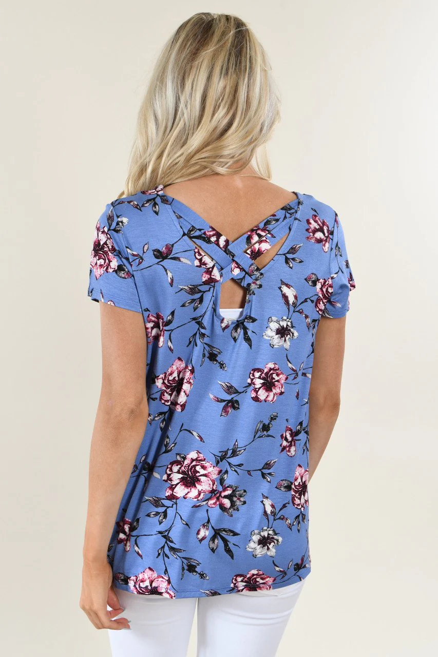 Masterpiece Floral Top ~ Blue - Image 5