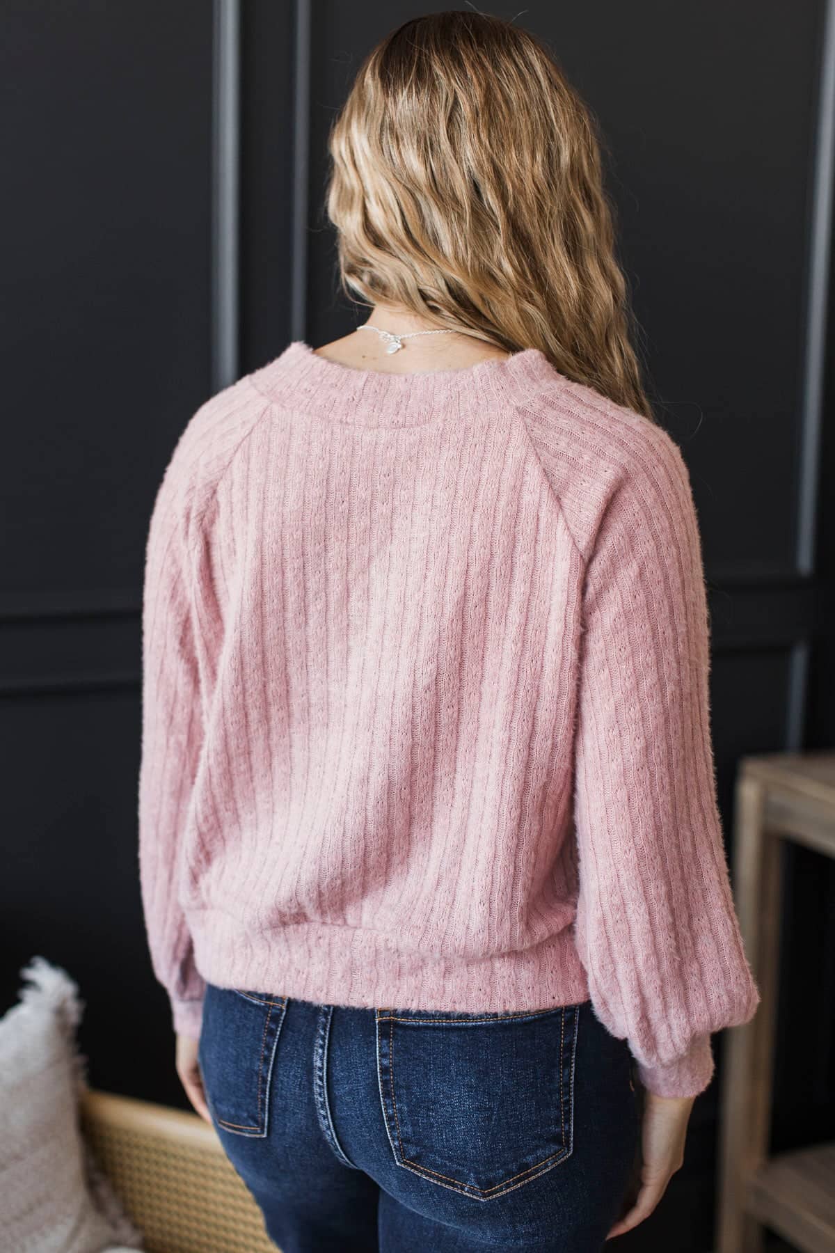 Matching Vibes Ribbed V-Neck Sweater- Dusty Pink - Image 7