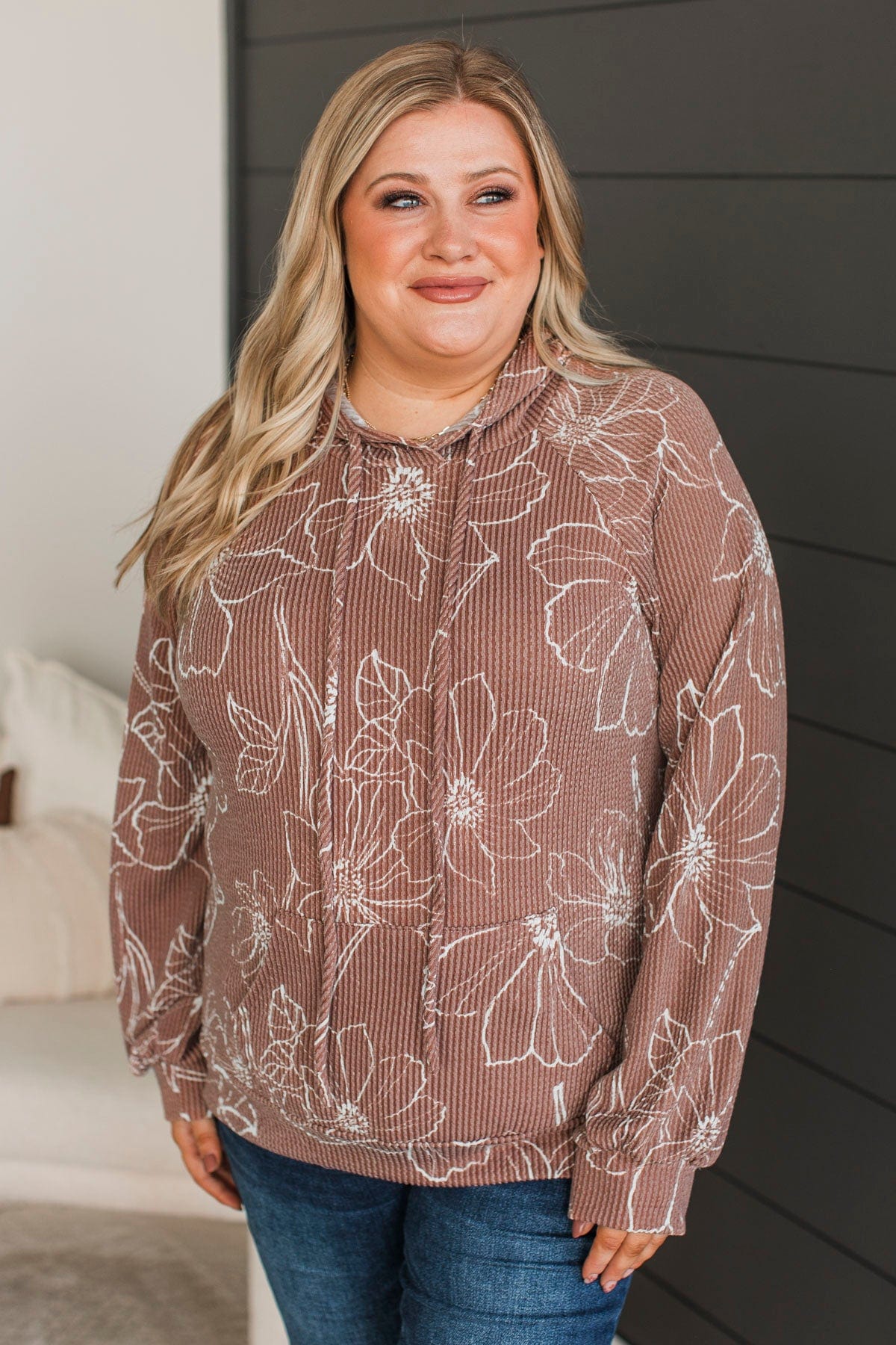Matters Of Love Hooded Floral Top- Clay - Image 4