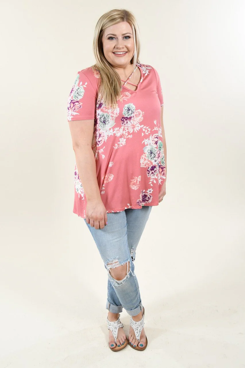 Mauve Floral Criss Cross Top - Image 6