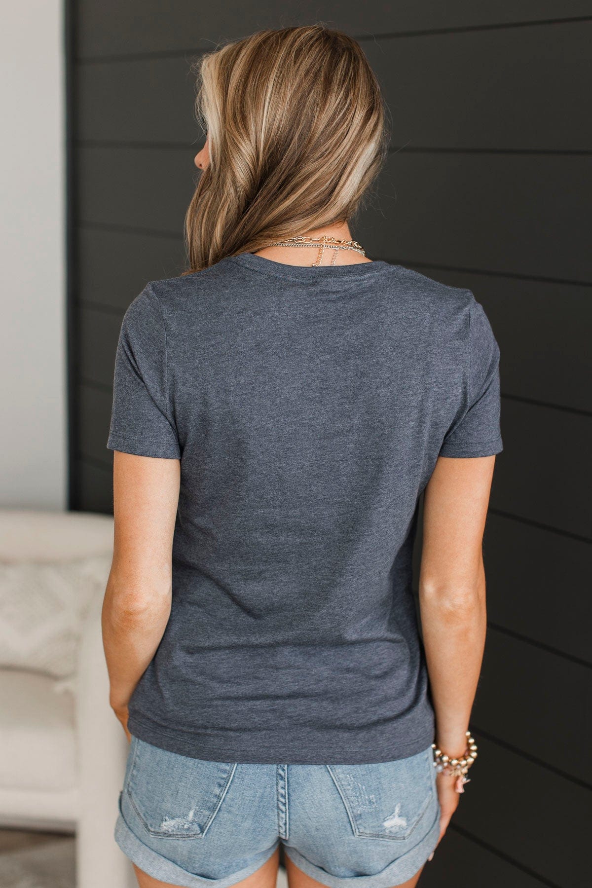 "Maybe She's A Wildflower" Graphic Tee- Navy - Image 8