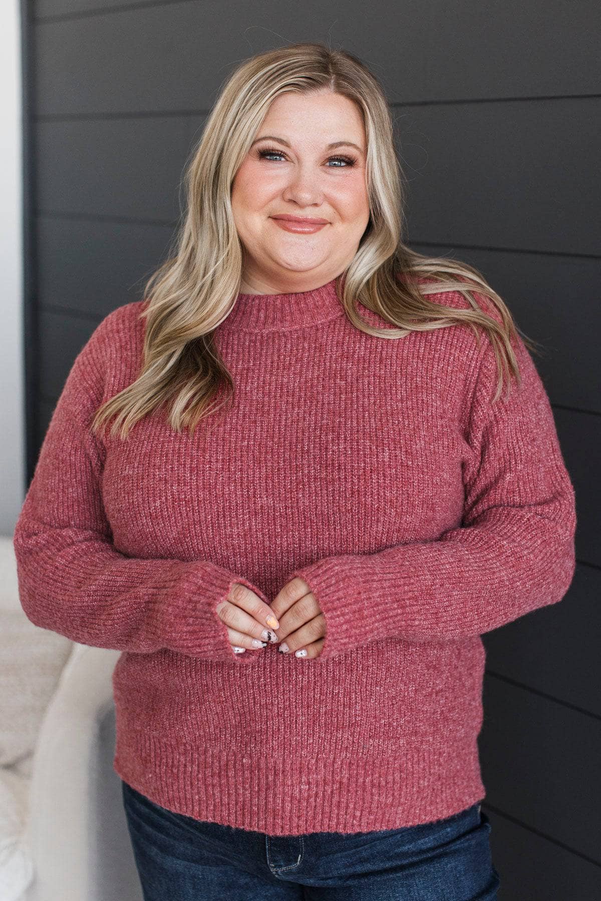 Maybe You're Right Knit Sweater- Berry - Image 3