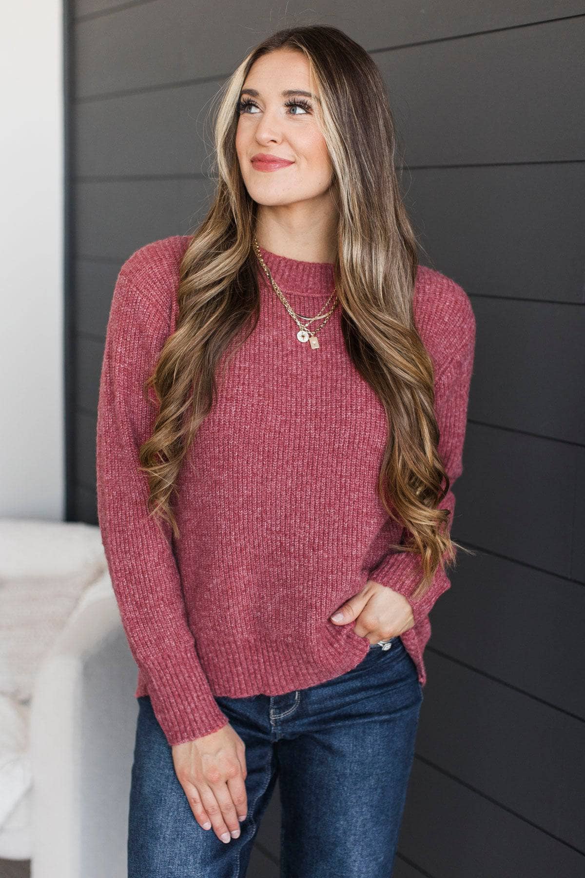 Maybe You're Right Knit Sweater- Berry - Image 4